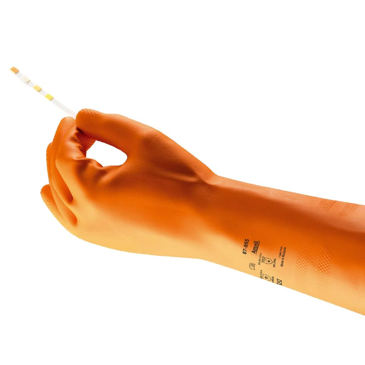 Ansell AlphaTec 87-955 Guantes de Trabajo Multiusos, Alta Resistencia Química, Protección Reforzada Trabajos Exigentes, Forro con Flocado Algodón, Talla L (12 Pares)