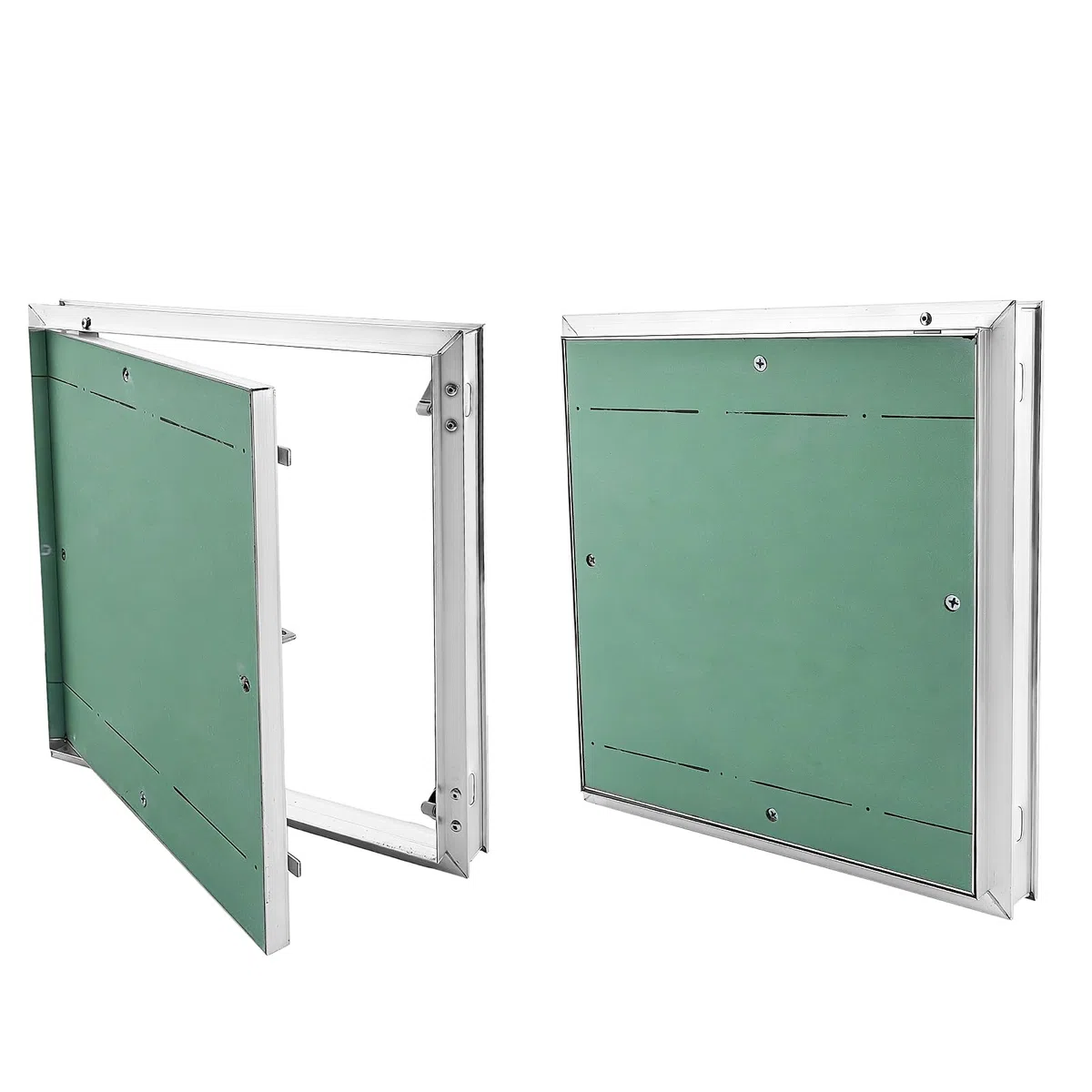 Trampilla Pladur 30 cm, Tapa Registro Pladur de Aluminio con Placa de Yeso Verde, Puerta Revision Empotrada para Techo, Pared, Fontaneria y Electricidad