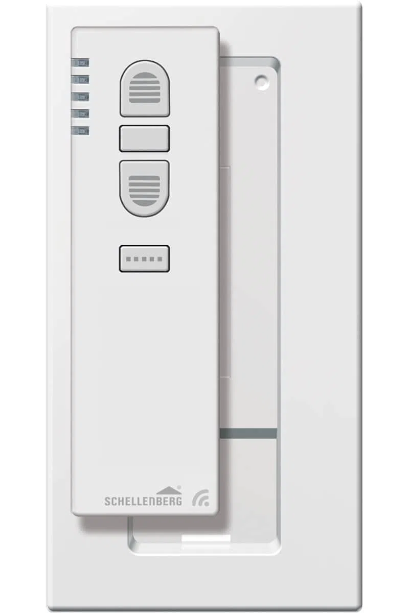 Schellenberg 20016 Emisor de mano por radio de 5 canales con soporte de pared, blanco