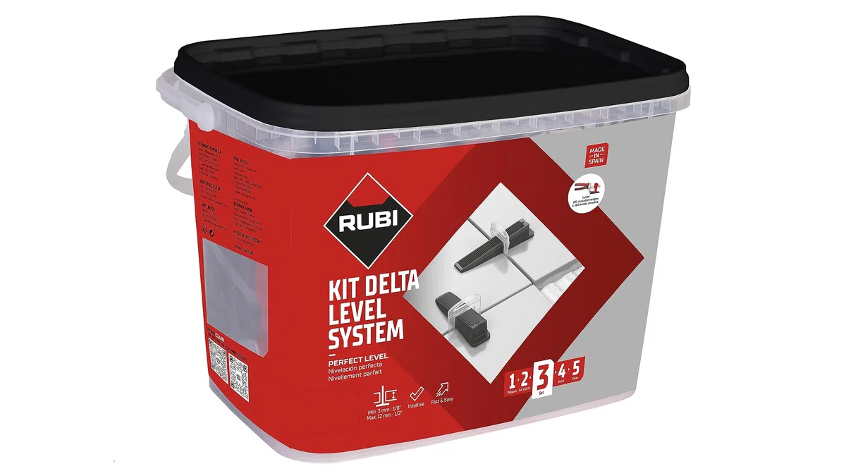 RUBI 3958 | Kit Delta Level System 2 mm (3-12mm) | El Set Incluye: 1 Tenaza, 100 Bridas y 100 Cuñas de Nivelación Reutilizables | Sistema para Facilitar Colocación Cerámicas de Gran Formato