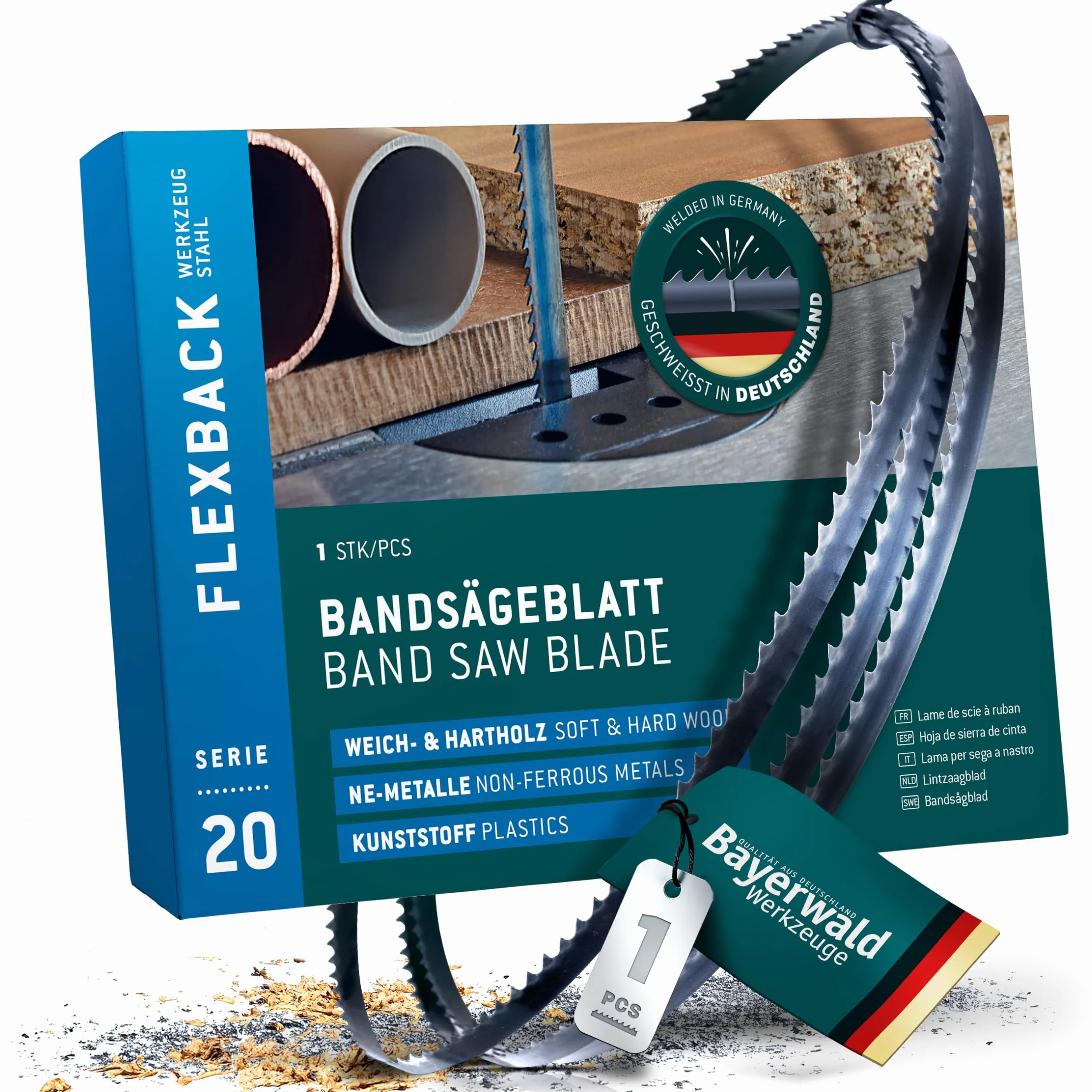 Bayerwald - Hoja de sierra de cinta de acero para herramientas (3380 x 6 x 0,5 x 6 mm, madera, metales no ferrosos, plástico, chapas finas/cinta de sierra apta para Elektra Beckum, Einhell, Metabo