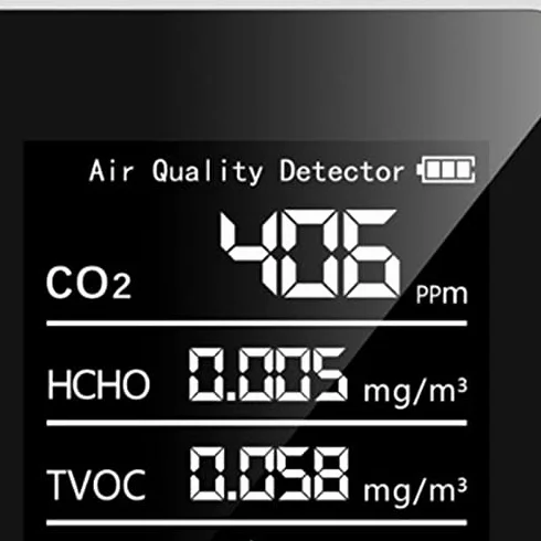 Monitor de Calidad del Aire para Interiores, Detector Portátil de Dióxido de Carbono con Batería de CO2 5 en 1 HCHO TVOC Temp Humi Meter para el Hogar, Tienda de Cultivo, Bodega,