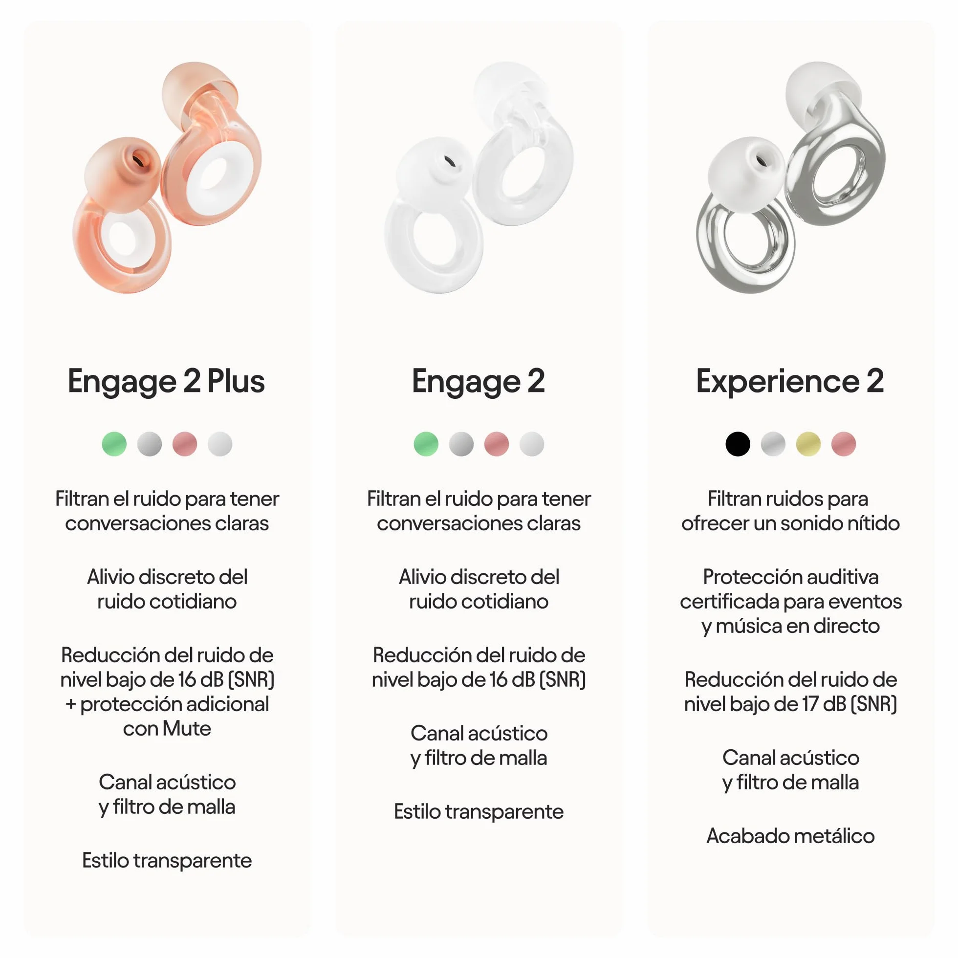 Loop Engage 2 Plus Tapones - Alivio del ruido manteniendo una voz nítida, para encuentros sociales, trabajo, conversaciones y sensibilidad al ruido - Reducción del ruido de 16 dB + accesorio Mute