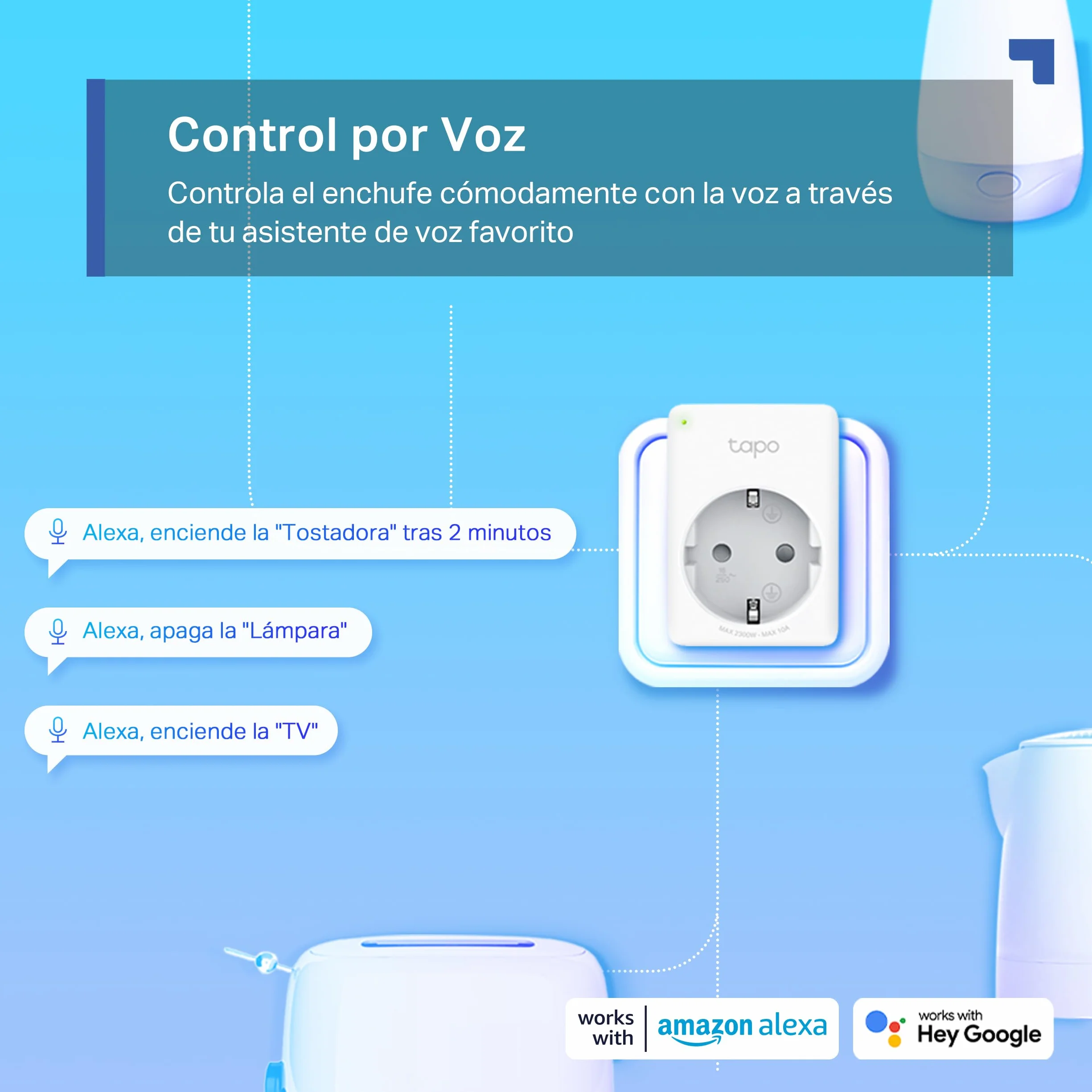 Tapo P100 Mini Enchufe Inteligente Wi-Fi 4 Pack, Programable, Compatible con Alexa y Google Home, Sin Concentrador