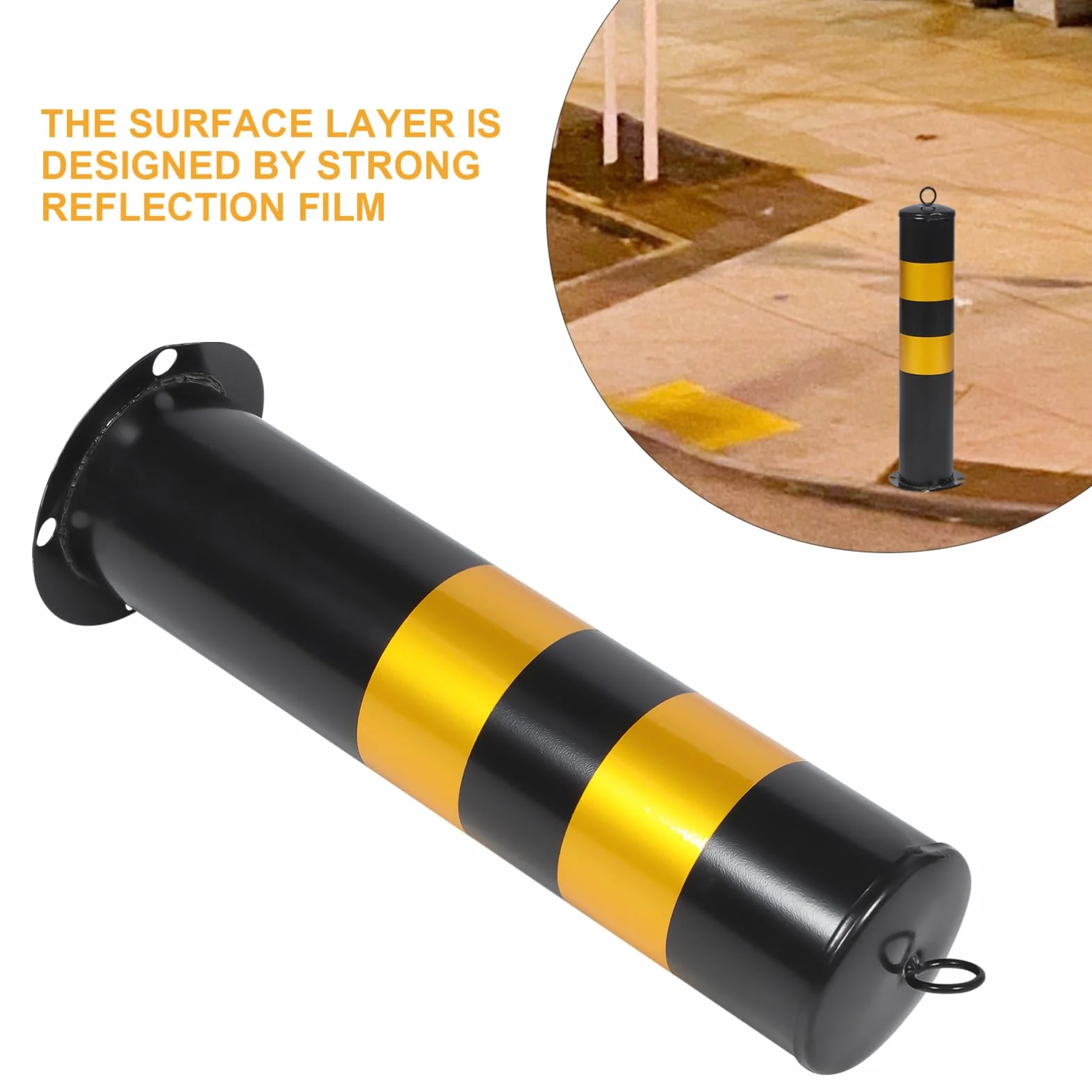 Mobestech Poste de Seguridad con Bolardo para Estacionamiento 50 cm Negro y Amarillo