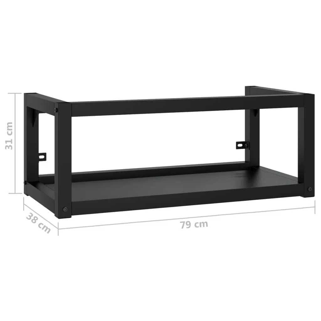 vidaXL Estructura de Lavabo Suspendido Cuarto de Baño Colgante Soporte Aseo Lavamanos Inodoro Fregadero Almacenamiento Hierro Negro 79x38x31 cm
