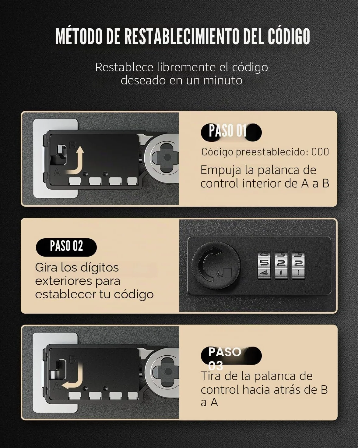 Uniclife Caja Fuerte de Seguridad 48 Llaves Cerradura Combinación Acero Negro