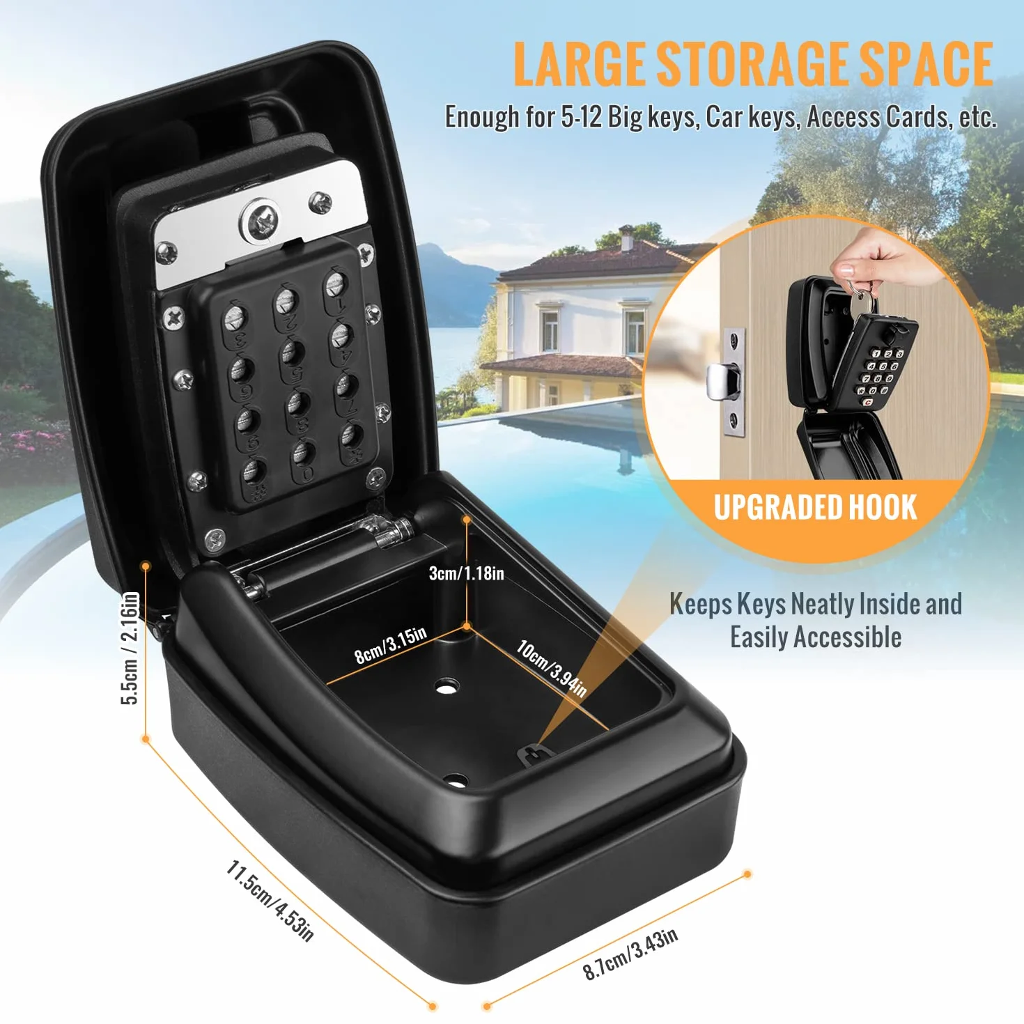 LUROON Caja Fuerte para Llaves, Versión Actualizada, Resistente al Agua y al Óxido