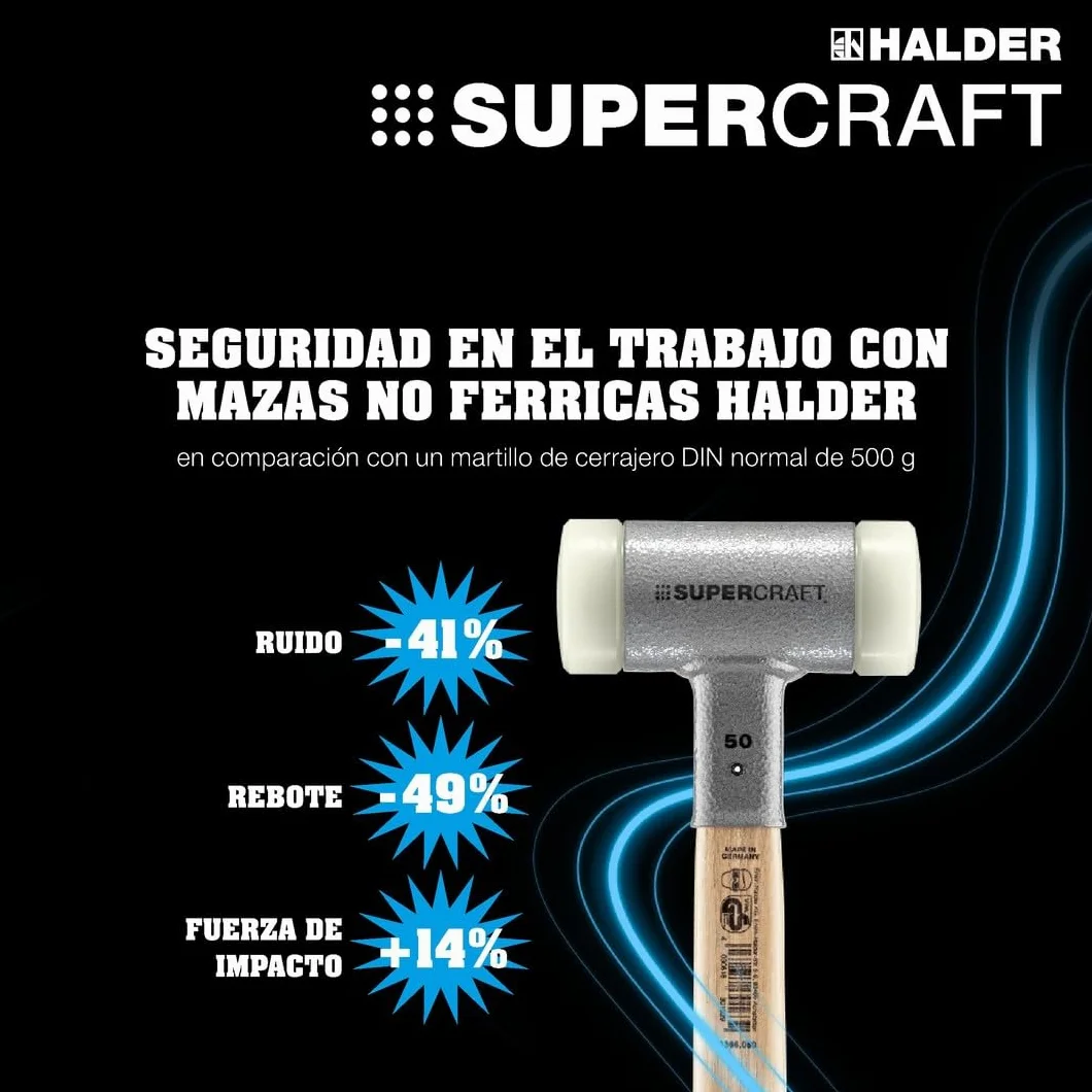 Halder 3366045 - Mazo de nailon con reductor de vibraciones, multicolor, 45 mm