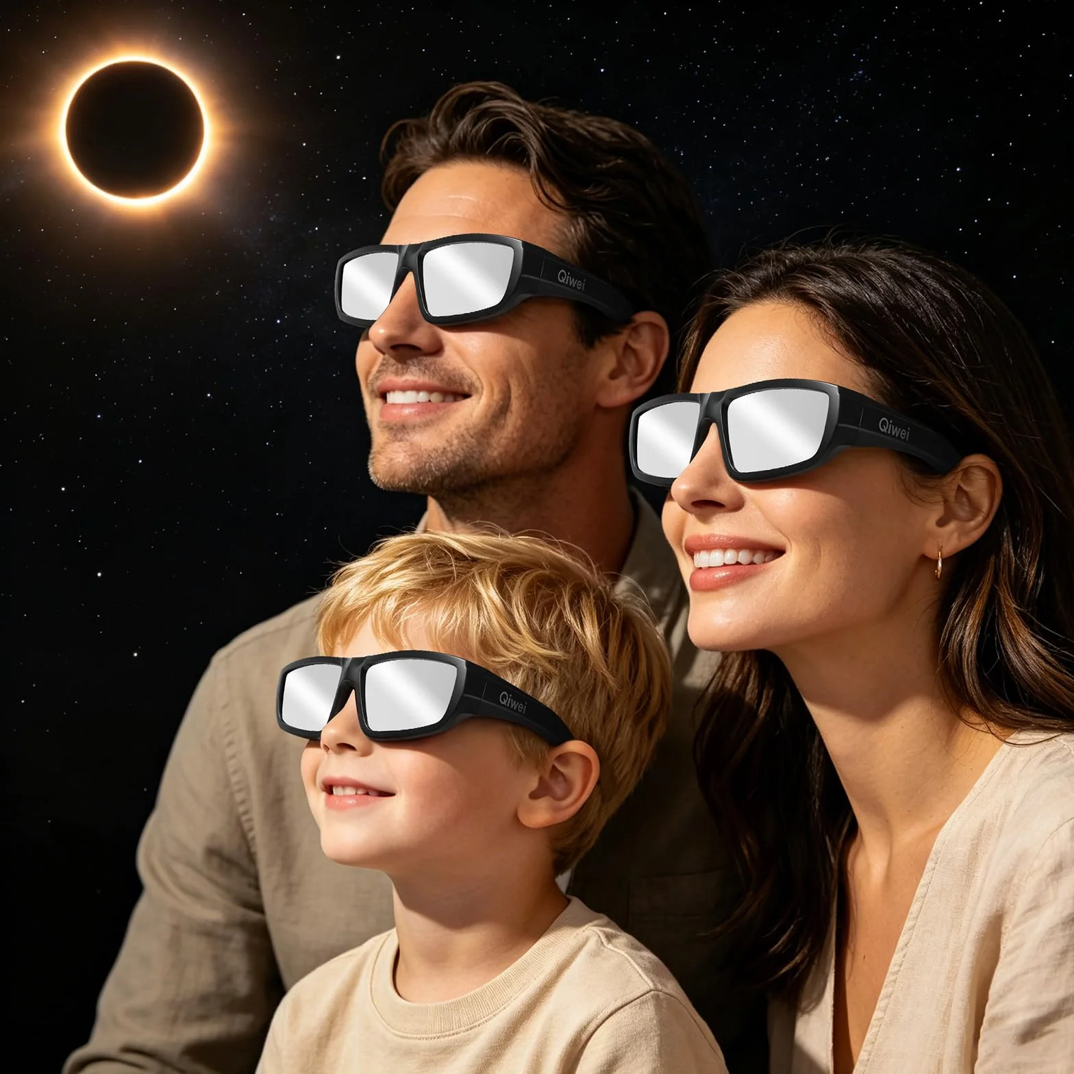 Gafas Eclipse Solar Homologadas 2026 Pack 3 Certificadas CE ISO 12312-2:2015 Protección UV IR Adultos Niños