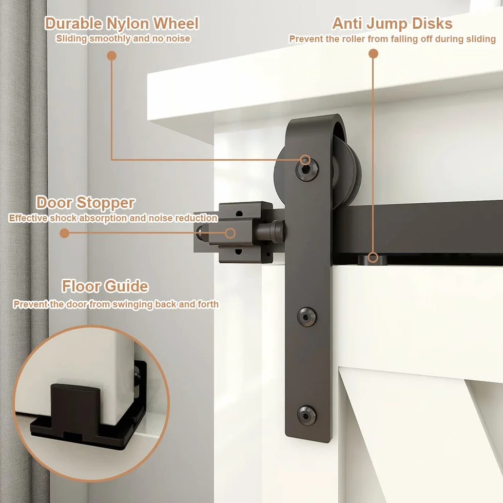 Super Mini Puertas correderas granero hardware kit 91.5cm/3FT soportes TV pequeños armarios colgante en forma de J