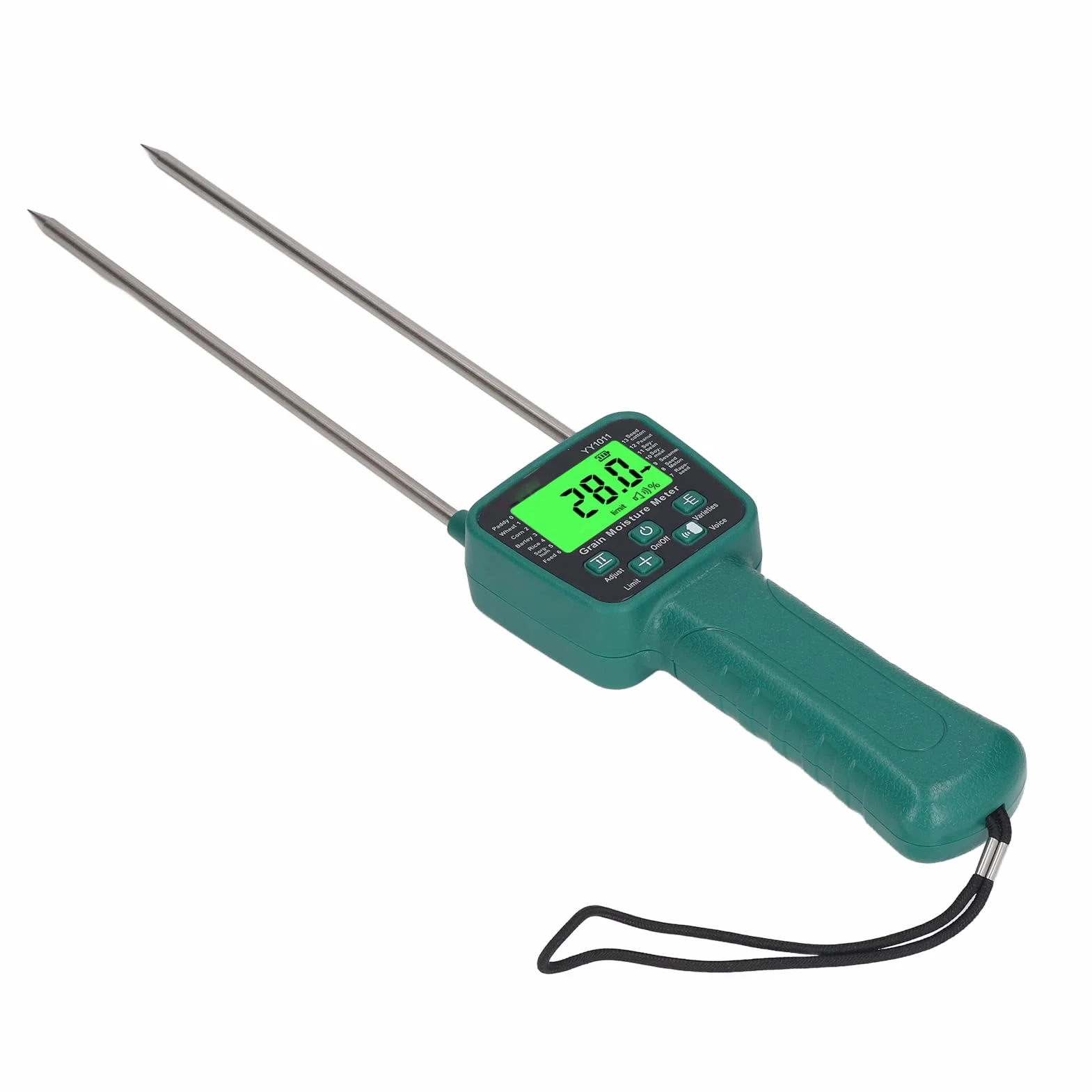 Medidor de Humedad de Granos, Pantalla LCD Clara Medidor de Humedad de Granos Portátil con Transmisión de Voz, Medidor Digital de Humedad de Fibra de Heno para Cereal Maíz Soja