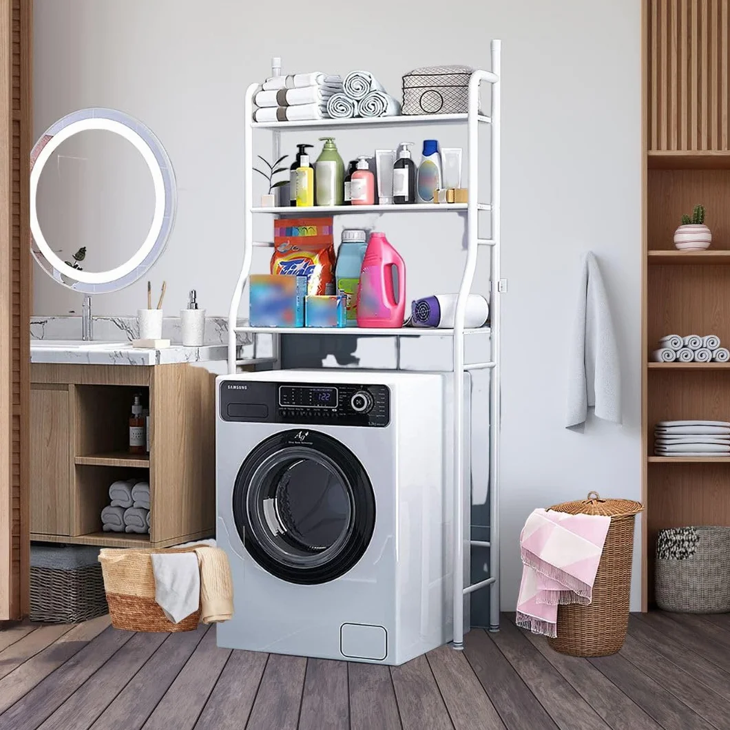 A.M.C. Estantería de baño 3 estantes blanco resistente para lavadora ahorro espacio almacenaje