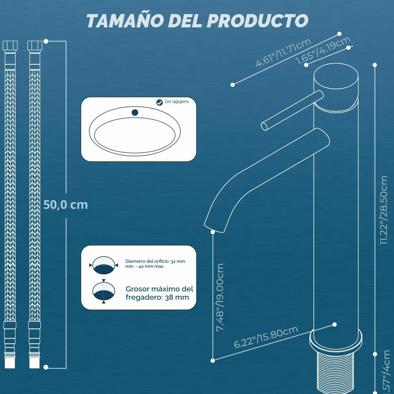 FORIOUS Grifo Lavabo Alto, Grifo Monomando para Lavabo Alto en Negro con Altura de Salida de 190 MM, Mezclador de un Solo Mango para el Lavabo del Baño, Lavamanos, Baño de Invitados