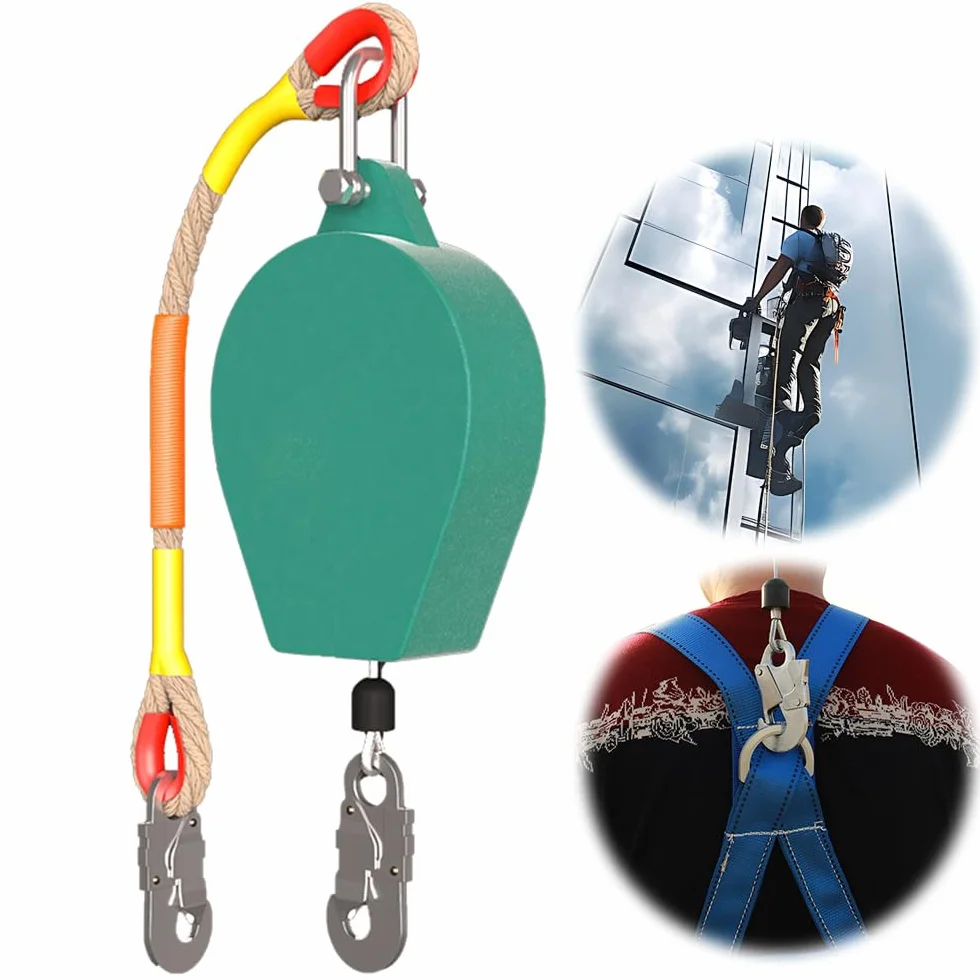 Lotvic Dispositivo Anticaídas Retráctil 10m, Línea de Vida Retráctil, Anticaidas Retractil Seguridad, Equipos Anticaída Retractil, para Techado y Construcción, Carga:150kg
