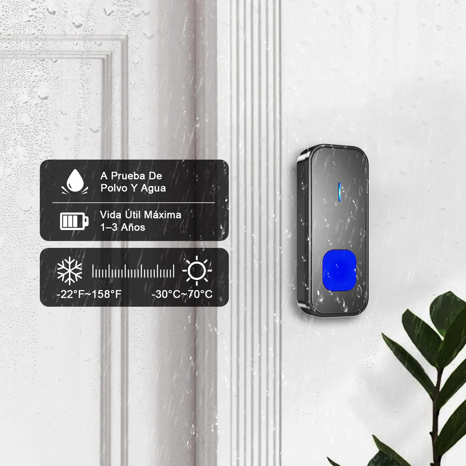SURFOU Timbre Inalámbrico Exterior Impermeable, Kit Doorbell Puerta para Casa 400M de Alcance Doorbell con 55 Melodías, 5 Niveles de Volumen, Indicador LED, 3 Enchufable Receptor Negro