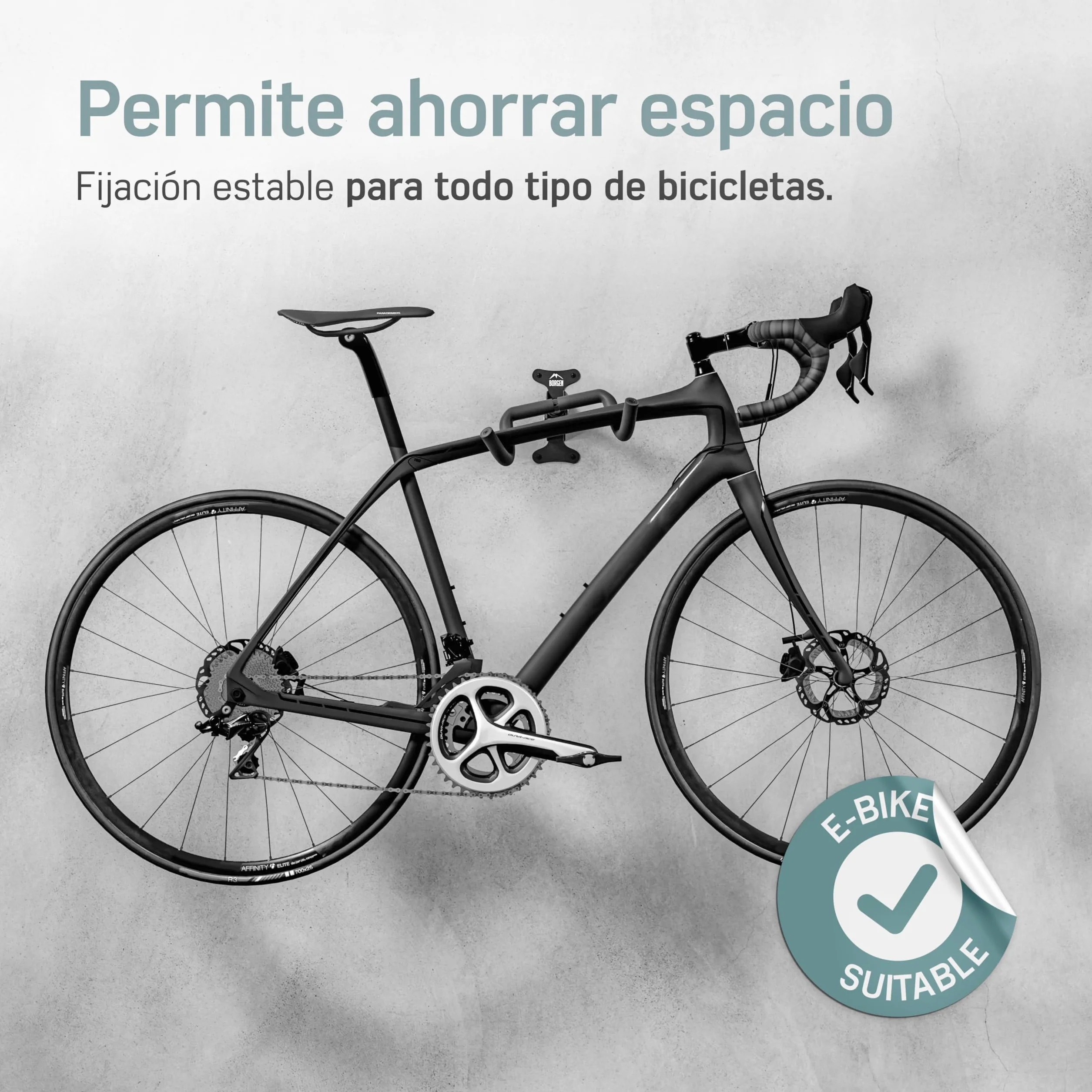 Borgen Soporte de Pared para Colgar Bicicletas - Ángulo y Distancia Ajustables, para Bicicleta de Carreras, Plegable, MTB - Acolchado Extra Suave