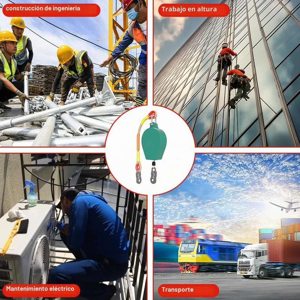 Lotvic Dispositivo Anticaídas Retráctil 10m, Línea de Vida Retráctil, Anticaidas Retractil Seguridad, Equipos Anticaída Retractil, para Techado y Construcción, Carga:150kg