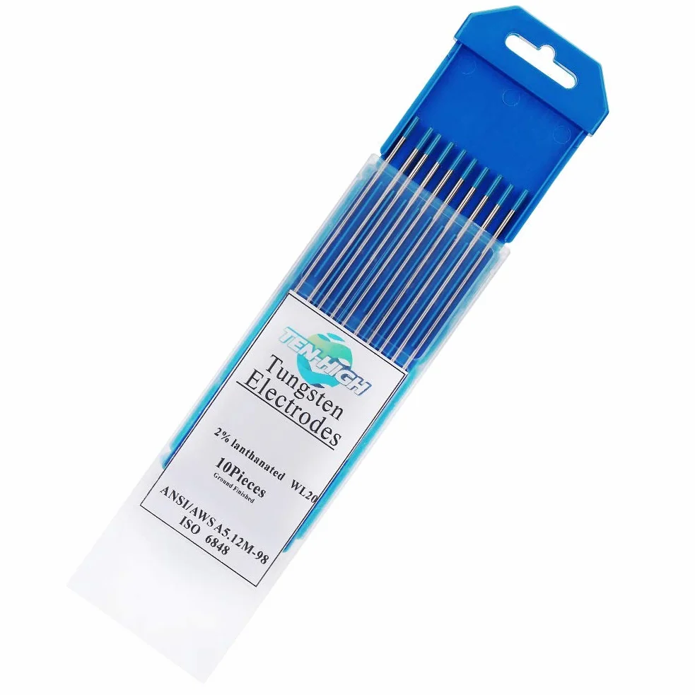 TEN-HIGH tig Electrodos de tungsteno Electrodos de soldadura, Lantano 2% Azul, Para soldadura CC y CA, 1.6 mm x 150 mm