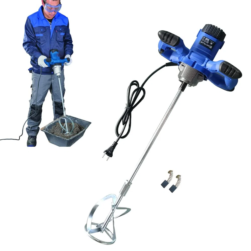 Mezclador de Mortero 2600W, 6 Velocidades de Ajuste, Varilla en Espiral M14 Para Mortero Ø 120 Mm, Batidor de Pintura Para Forro, Yeso, Cemento - Azul