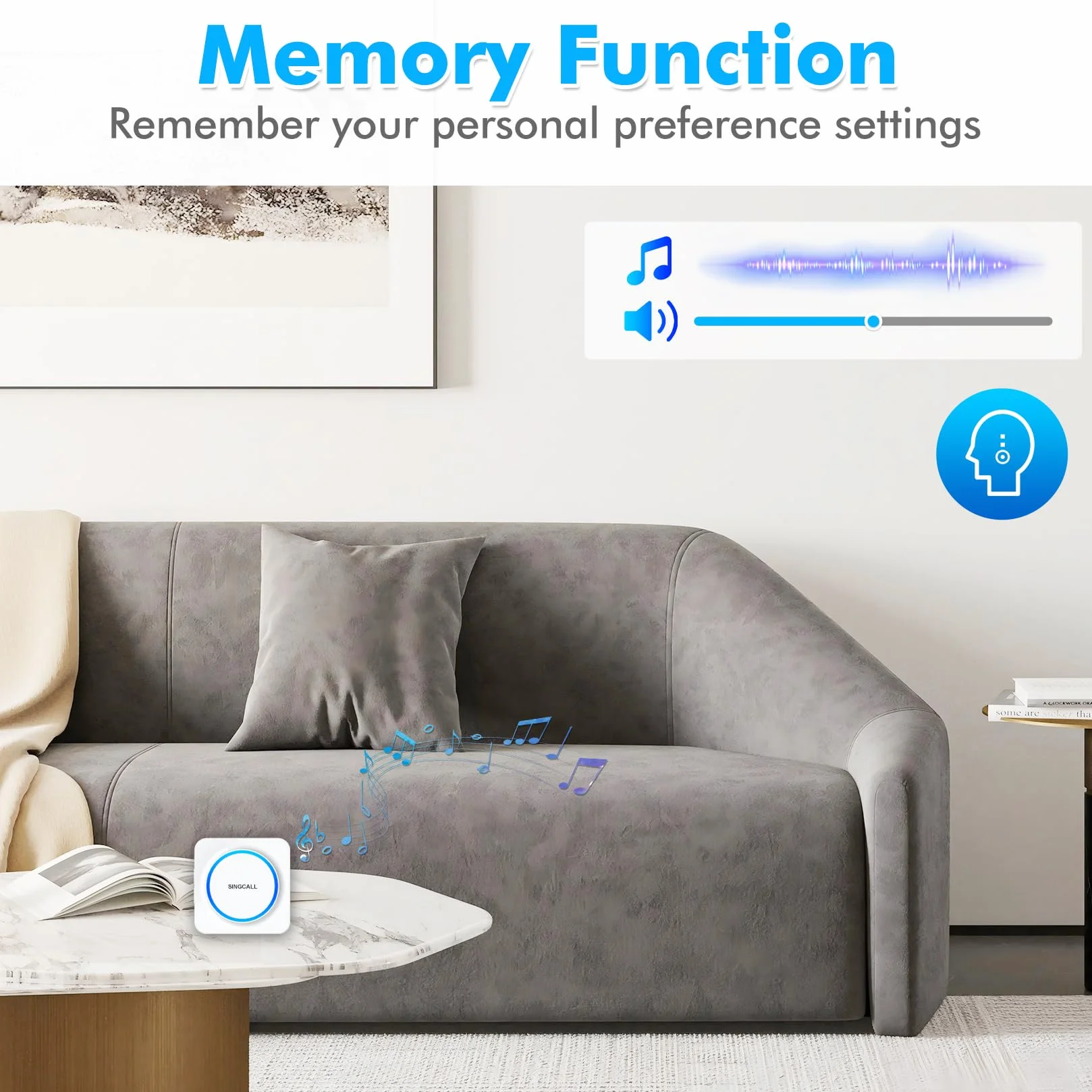 SINGCALL Botón Emergencia Ancianos Portátil con Llamada SOS Avisador Personas Mayores Alarma Movil Inalambrica Alarma Panico para Pacientes, 32 Melodías, Volumen 0-100dB, 1 Receptor Portátil + 1 Botón