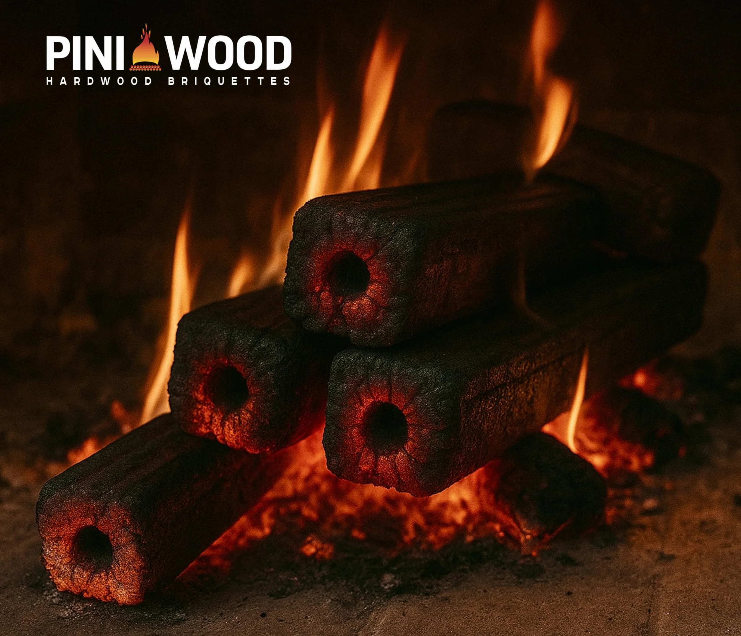 PINI Kay Briquets de roble de 23 cm de largo cuadrados con orificio de extracción 15 kg Briquets de madera dura Leña de roble para chimenea, estufa, fuego abierto, parrilla