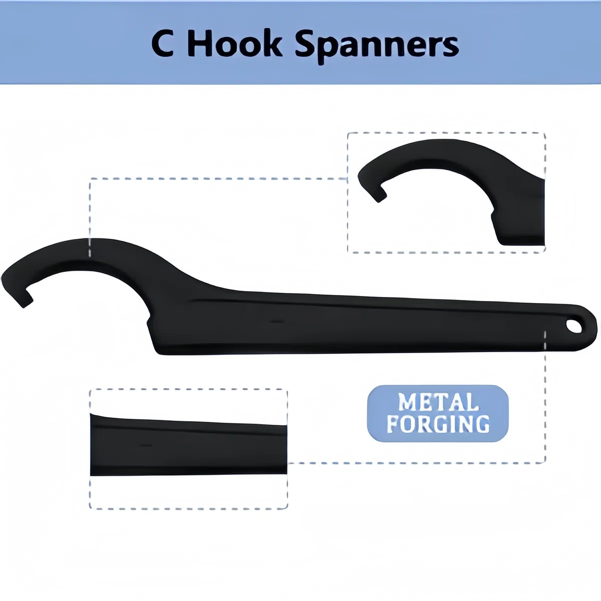 Llaves de gancho en C, llaves de gancho cuadradas, portabrocas multifunción, ajuste para bicicleta, motocicleta, herramienta de mano, 85-105 mm