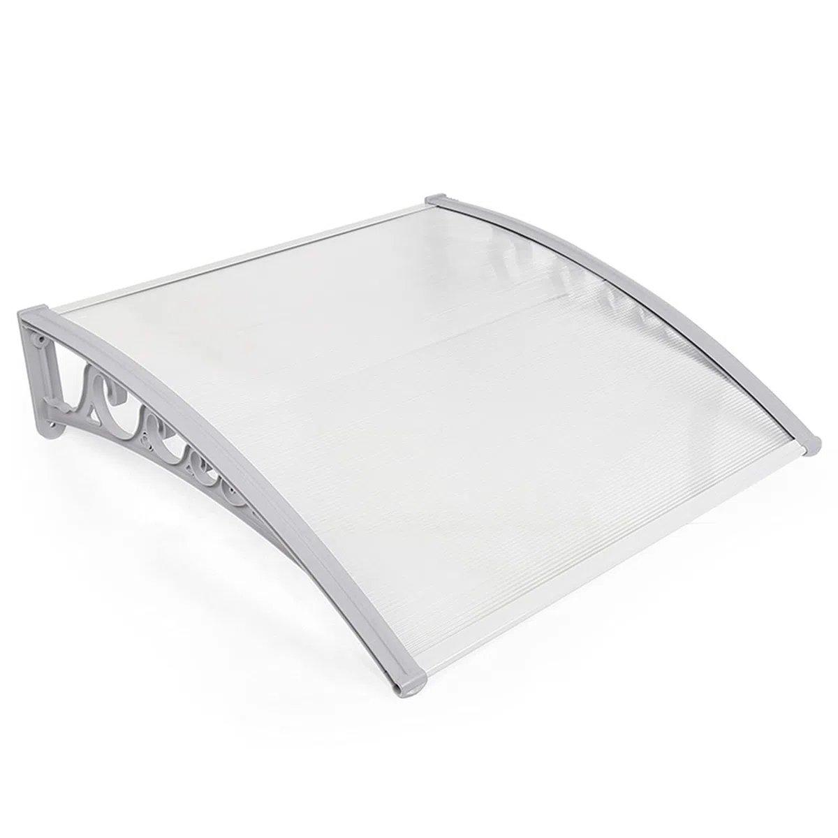 HUOLE Toldo Puerta, Toldo Ventana Lluvia Nieve Refugio Frente Porche Sombra Exterior, Techo terraza, Entrada Marquesa Solar Puerta Anti-Suelo Refugio Protección Policarbonato (80 * 120cm)