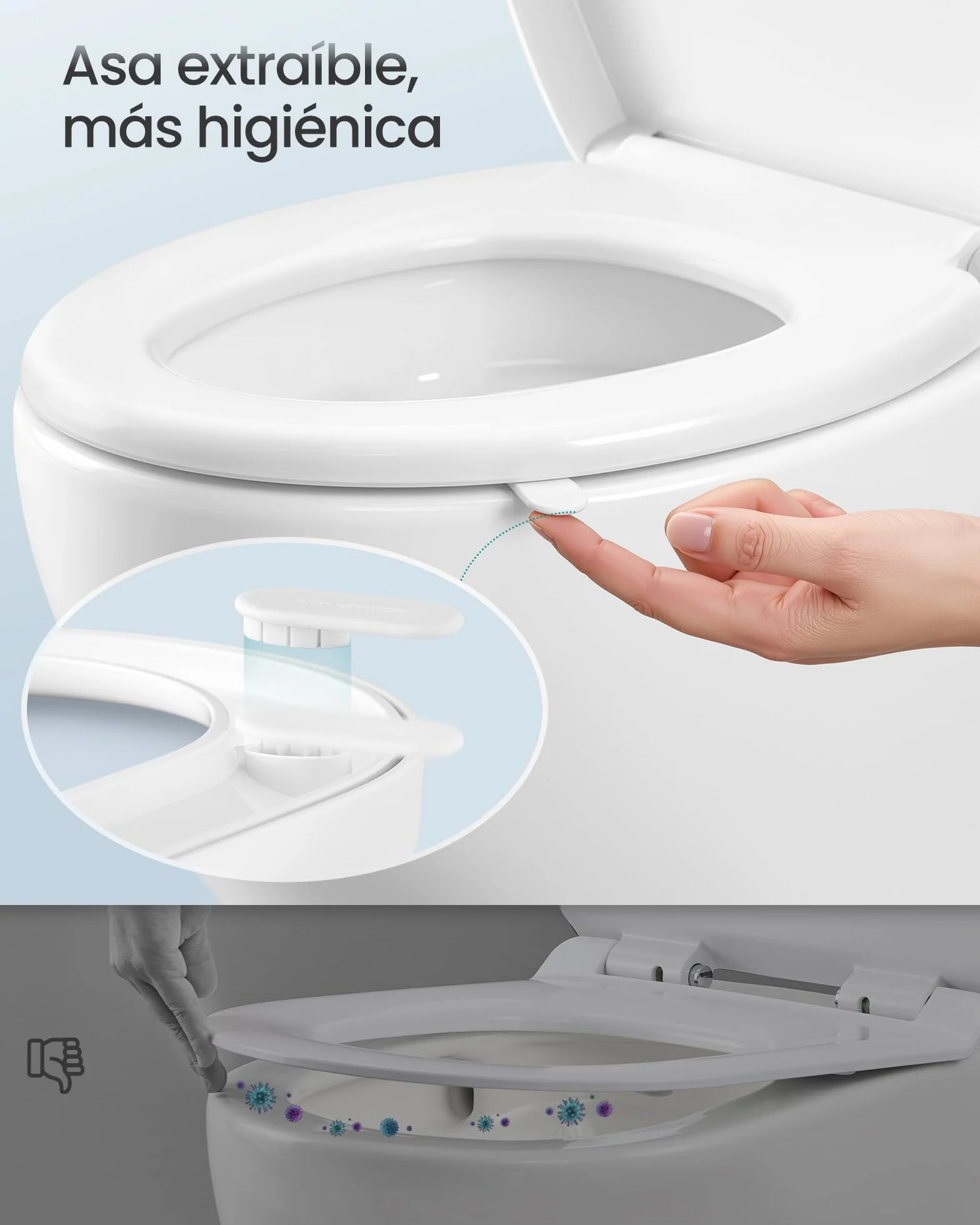 SONGMICS Tapa de WC Universal Cierre Suave Asiento Plástico PP Carga 300 kg Blanco