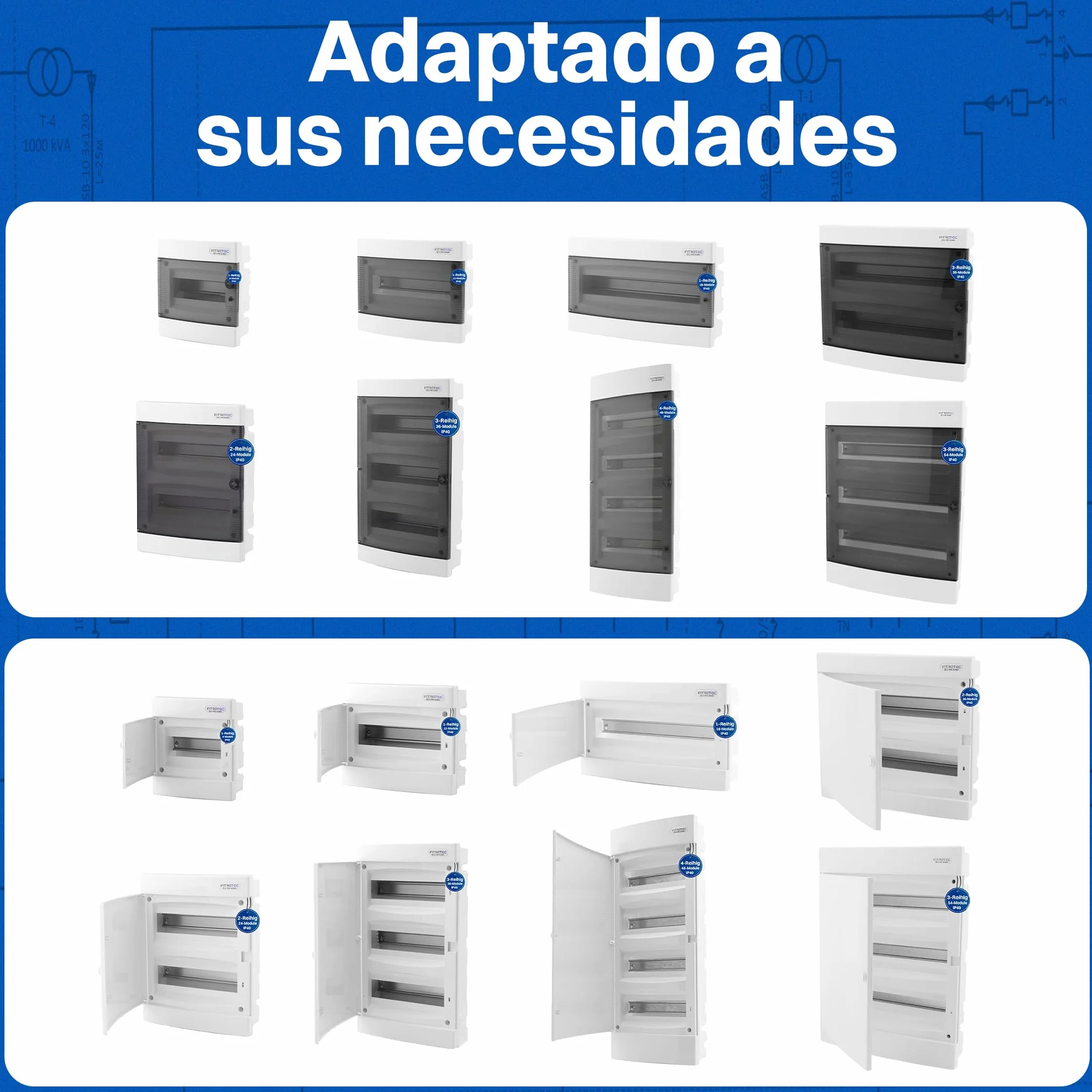 Intratec Caja de Distribución Empotrada 3 Fila IP40 36 Módulos Blanco 482x283x106mm