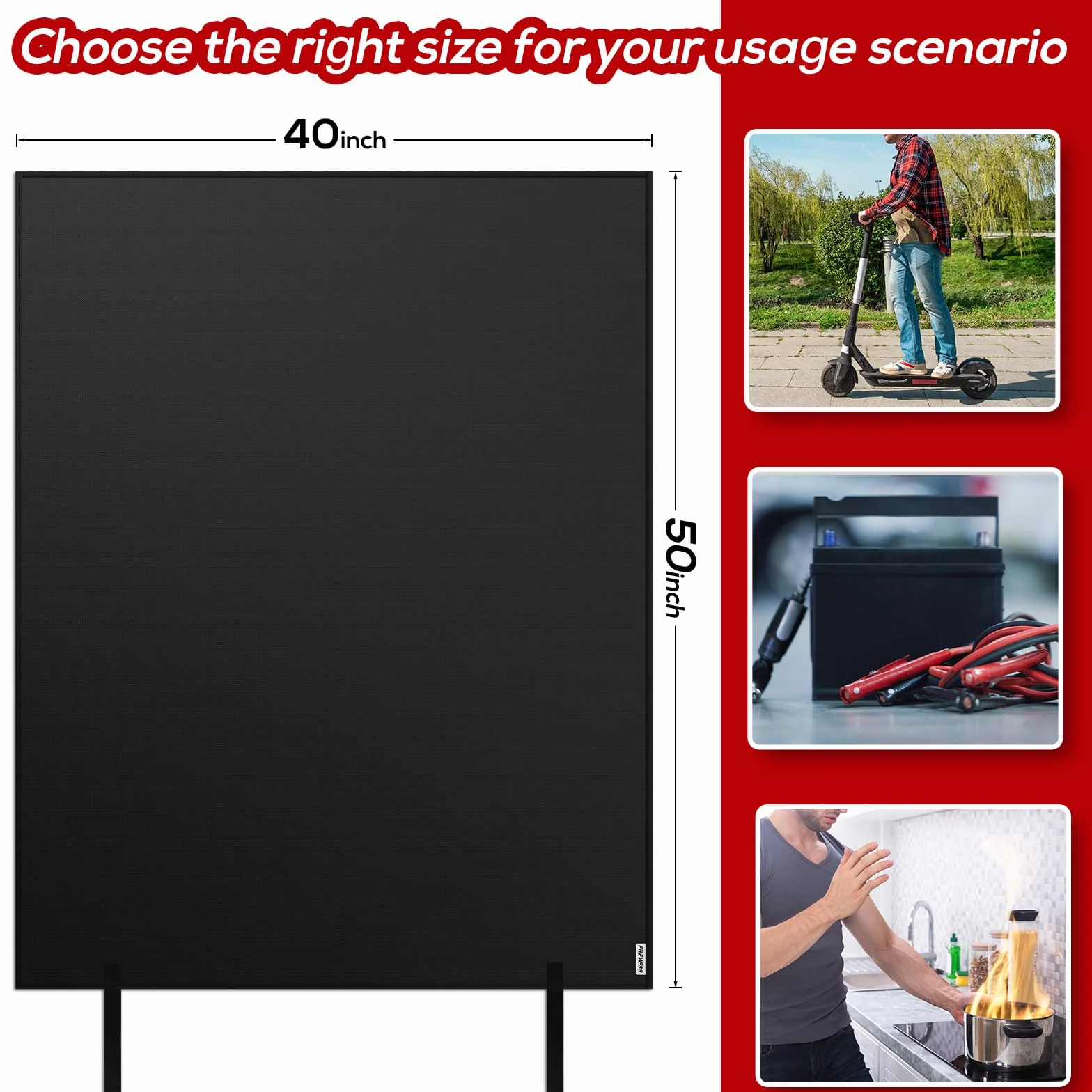Manta Ignífuga, Manta de Fuego para scooter eléctrico y bicicleta eléctrica, de Emergencia contra Incendios, de batería de litio, 100x125cm