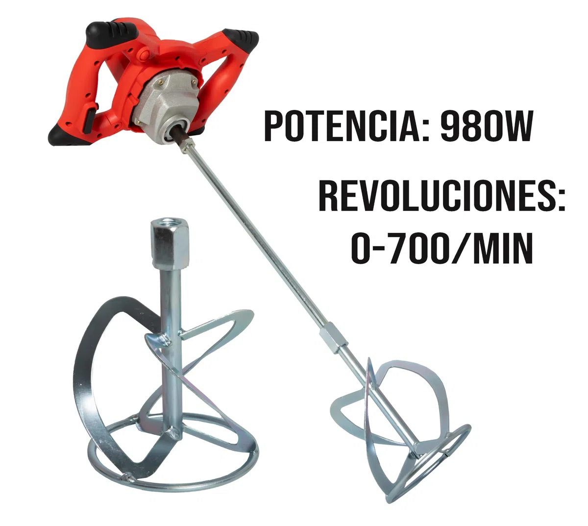 Mezcladora de mortero Hormigonera cemento Batidora de pintura Doble empuñadura ergonómica 220V