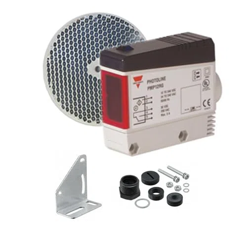 Fotocélula infrarroja reflectante de espejo Carlo Gavazzi PMP12RG original para puertas automaticas y puertas de garaje