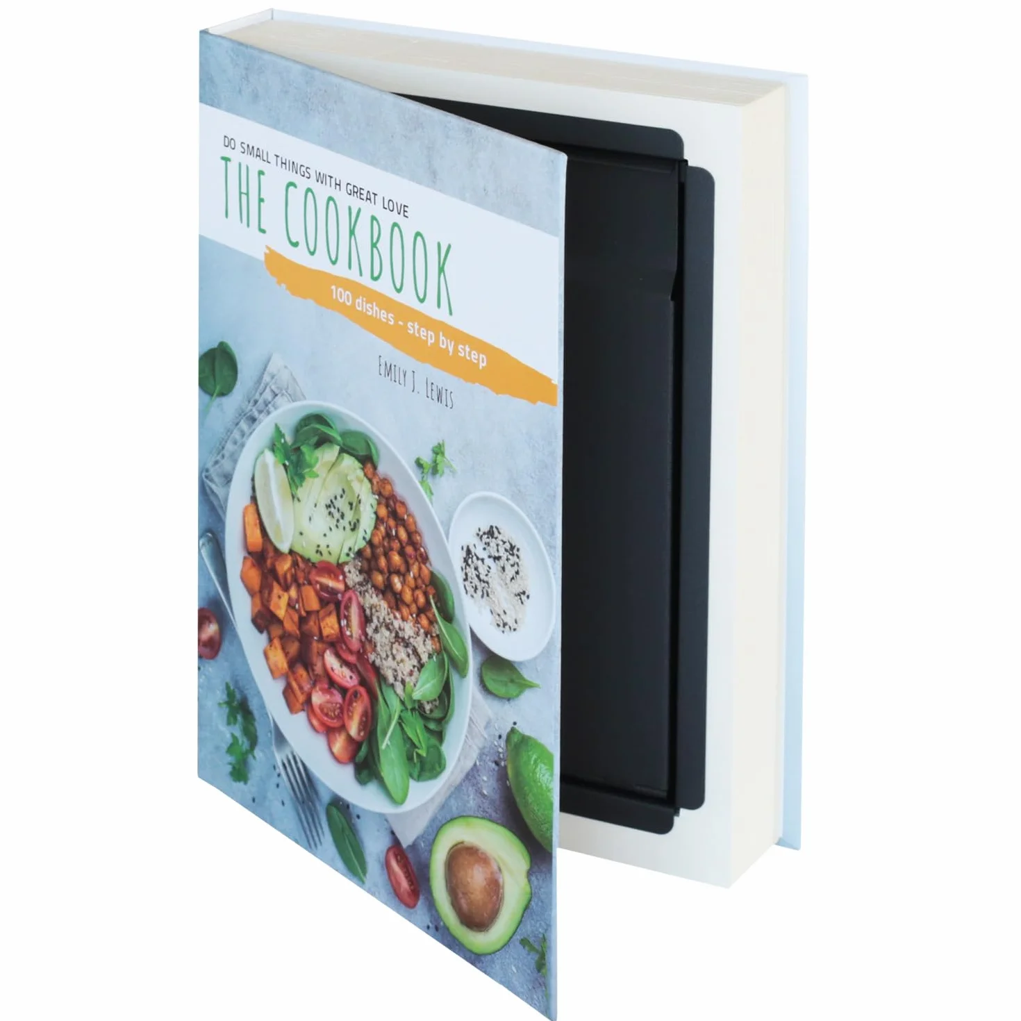 Caja de libro con camuflaje, caja de caudales "Cookbook" 26,5 x 19 x 4,2 cm