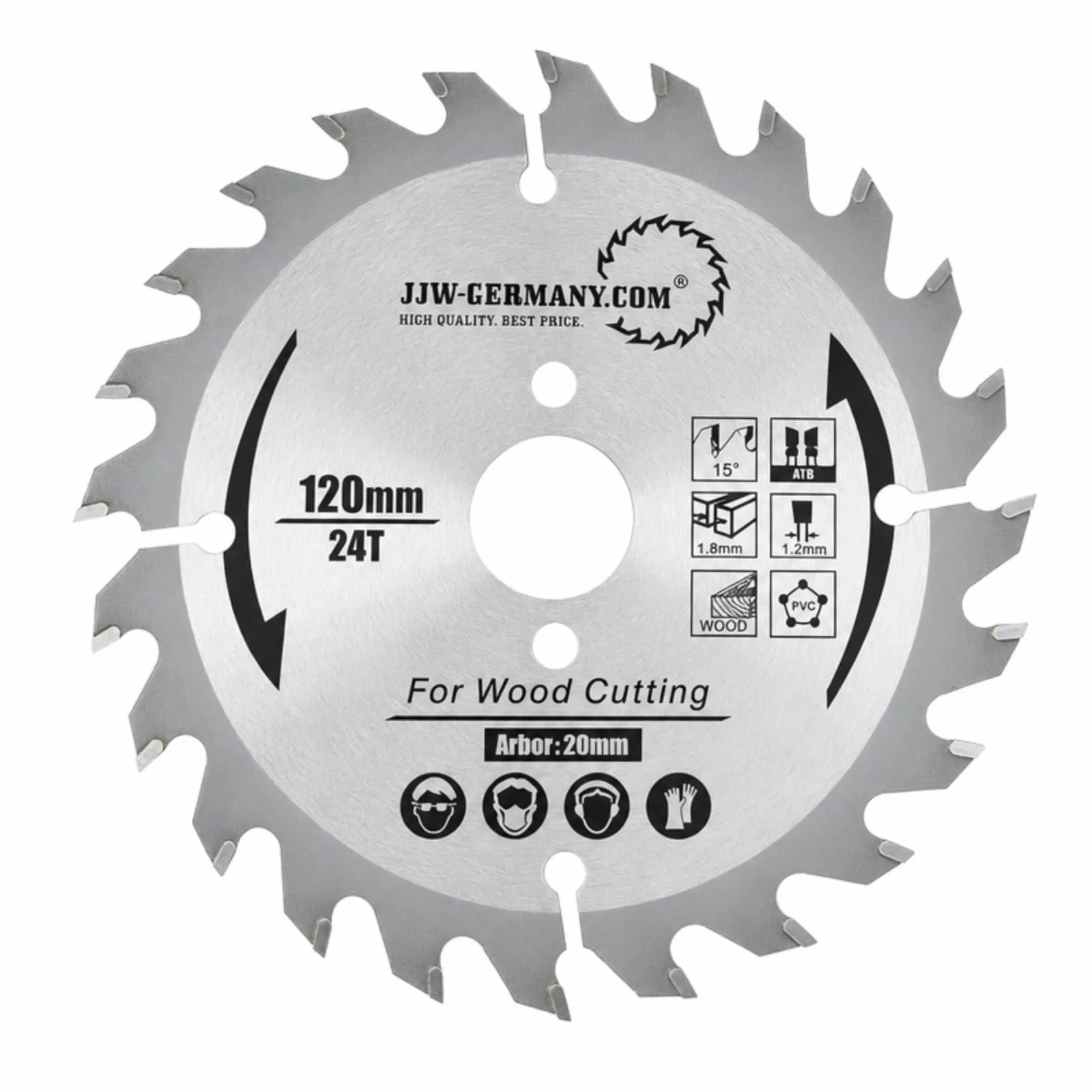 HM - Hoja de sierra (120 x 1,8 x 20 mm, 24 dientes WZ, para Mafell, calidad industrial según DIN 847-1)