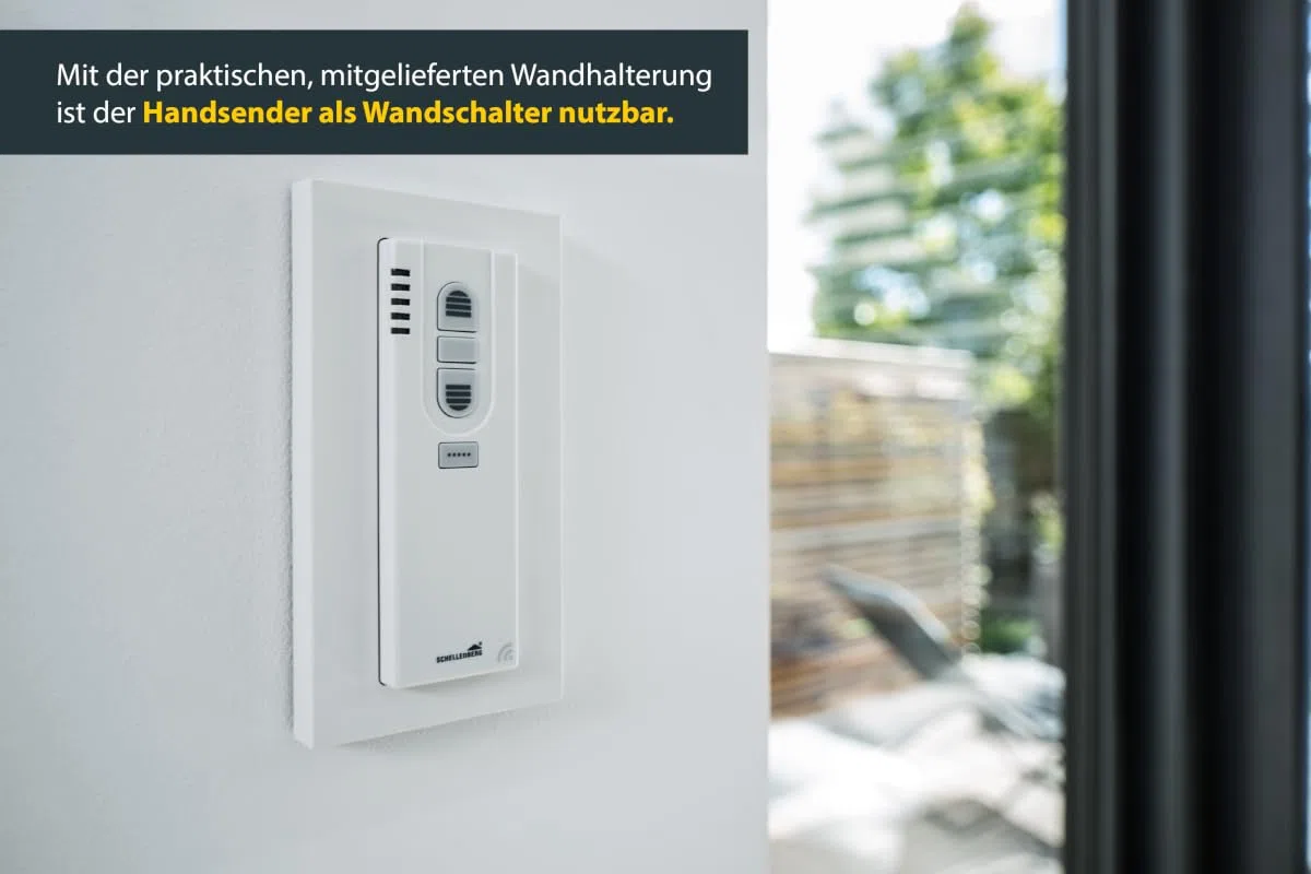 Schellenberg 20016 Emisor de mano por radio de 5 canales con soporte de pared, blanco