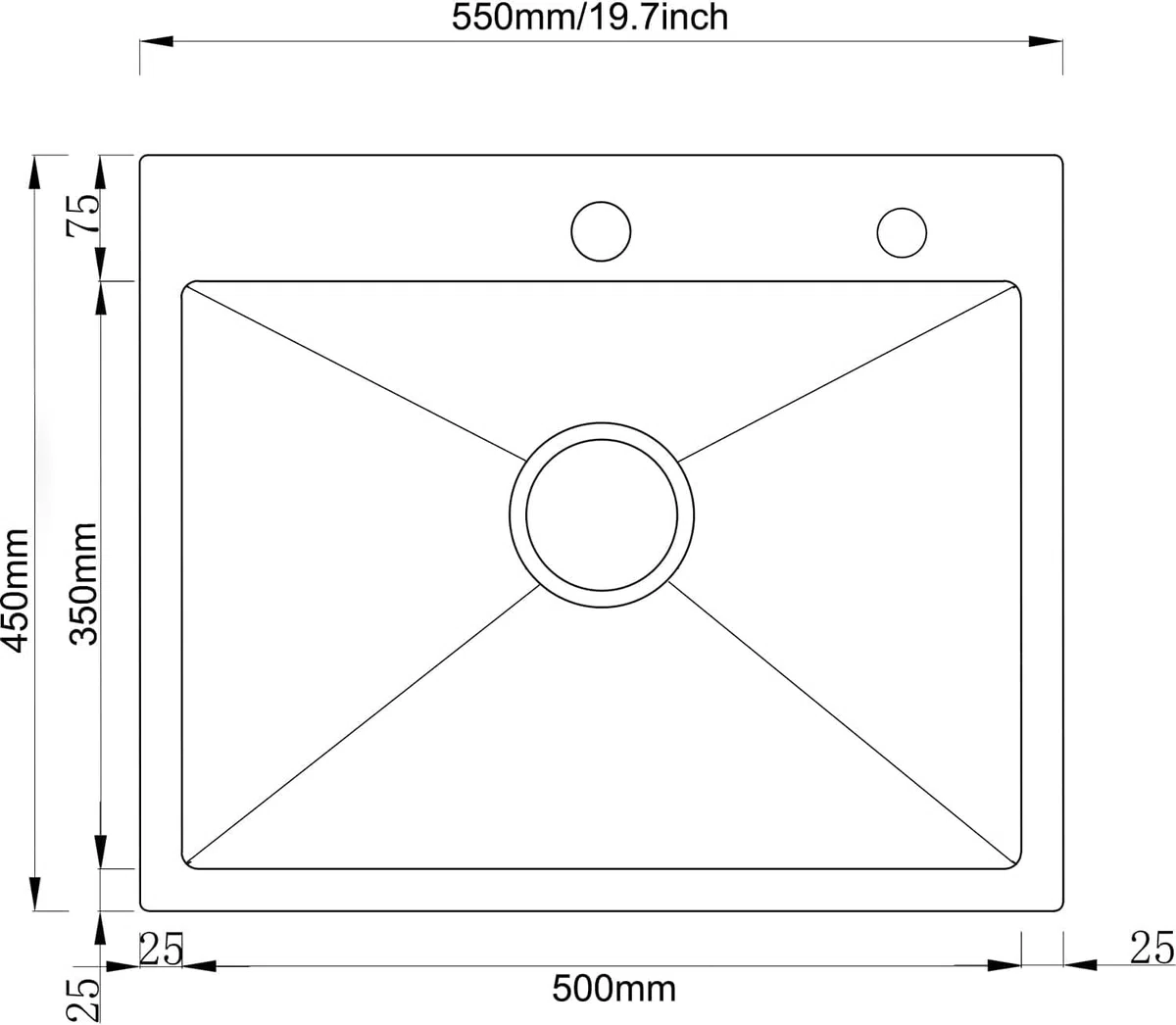 80 x 50 cm Fregadero doble de acero inoxidable, con 2 cuencas, orificio para grifo y juego de sifón, fregadero cocina 2 senos fregadero dos senos kitchen sink (acero inoxidable, 55 * 45)