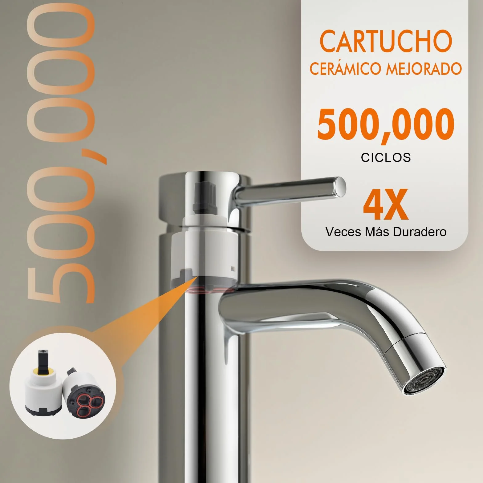 Ibergrif M11003 Grifo de Lavabo Monomando Acero Inoxidable Aireador Ahorro Agua Conexión G 3/8" Acabado Cromado