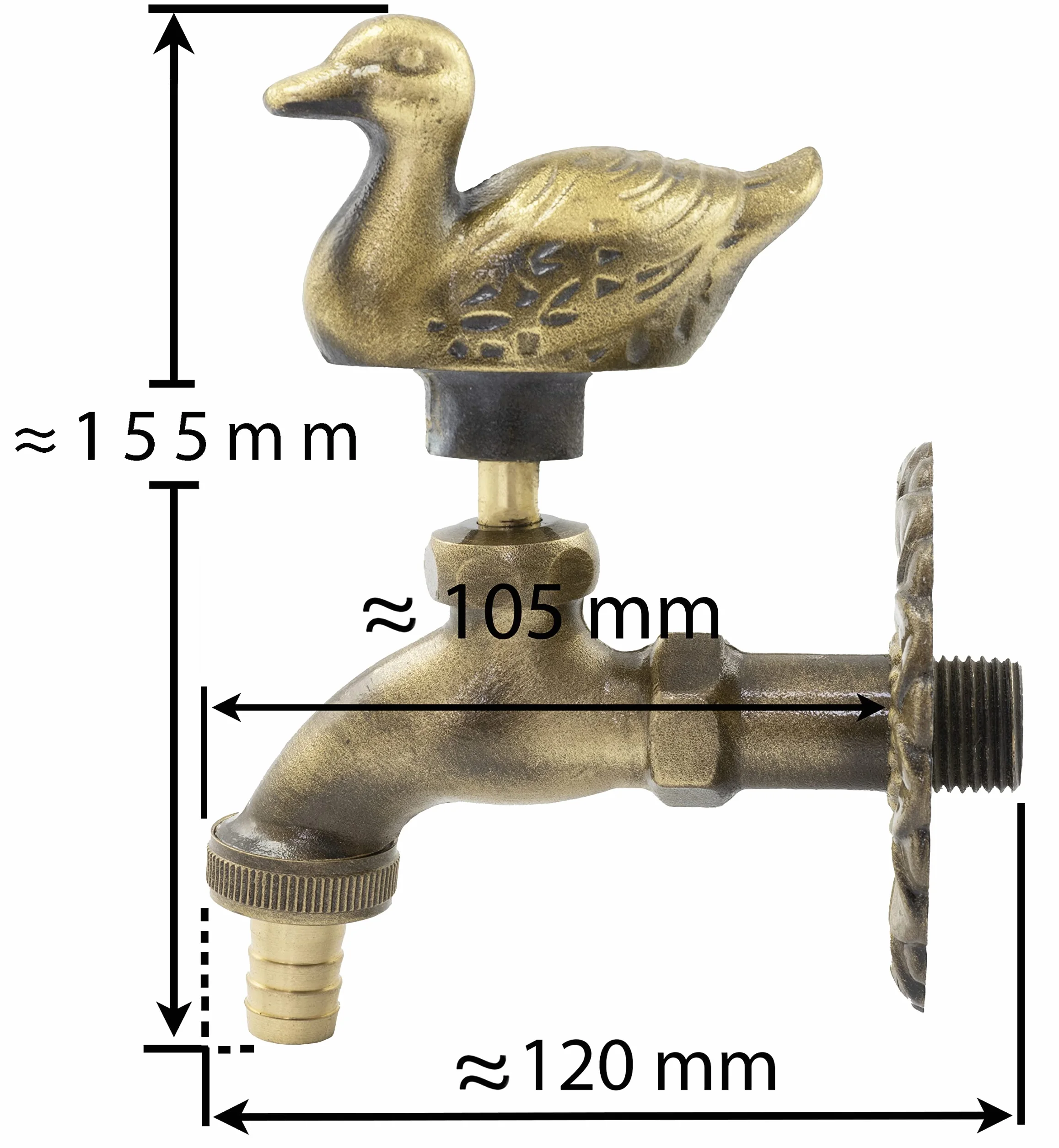 AERZETIX Grifo de Lavabo Pared 1/2'' Modelo Pato Latón Envejecido