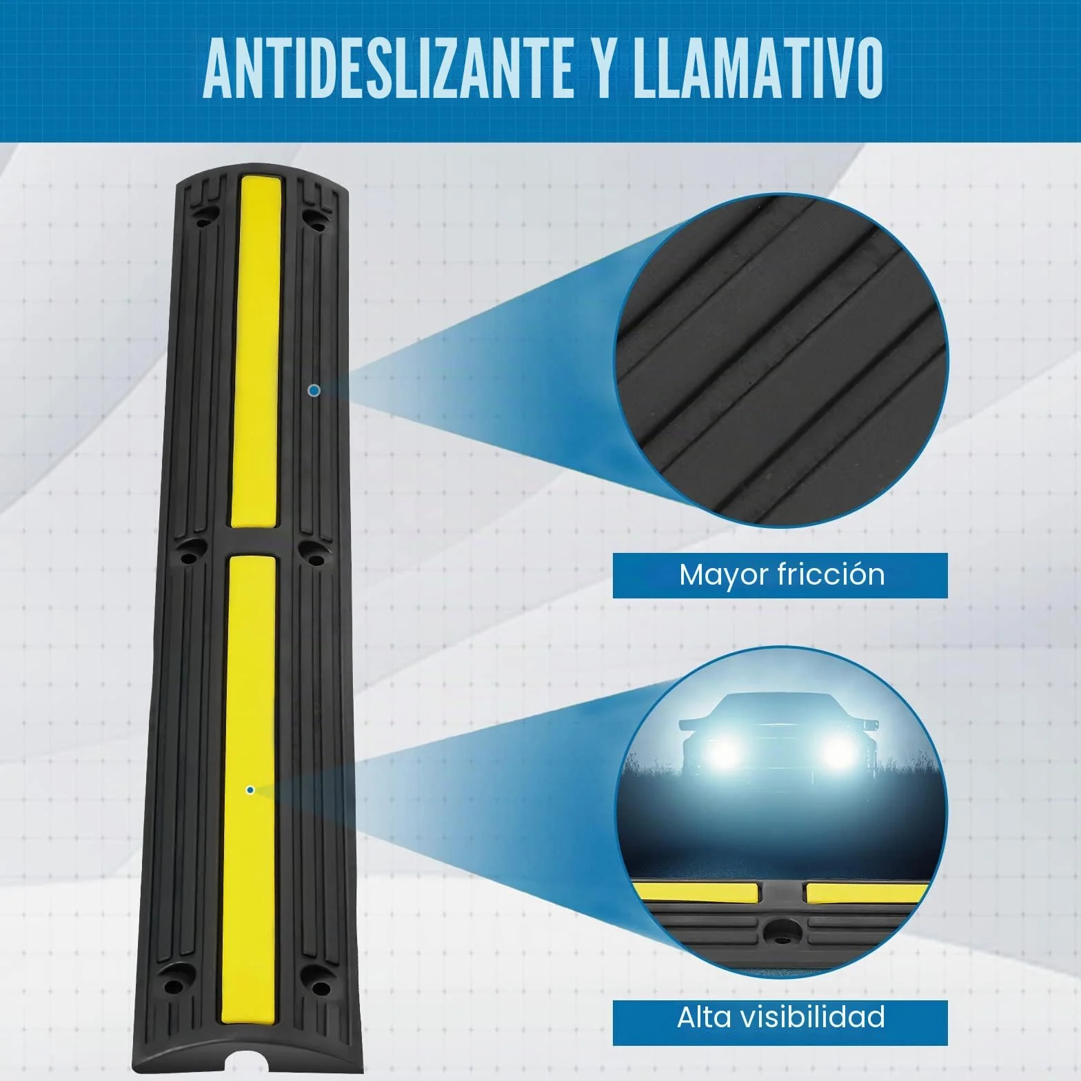 VEVOR Rampa de Protección de Cable 4 Piezas 1 Vía Canaleta Pasacables de Suelo Canal de 3x2 cm Protector de Cables de Goma Capacidad de Carga 8164kg/eje Cubiertas de Suelo para Cables Negro y Amarillo