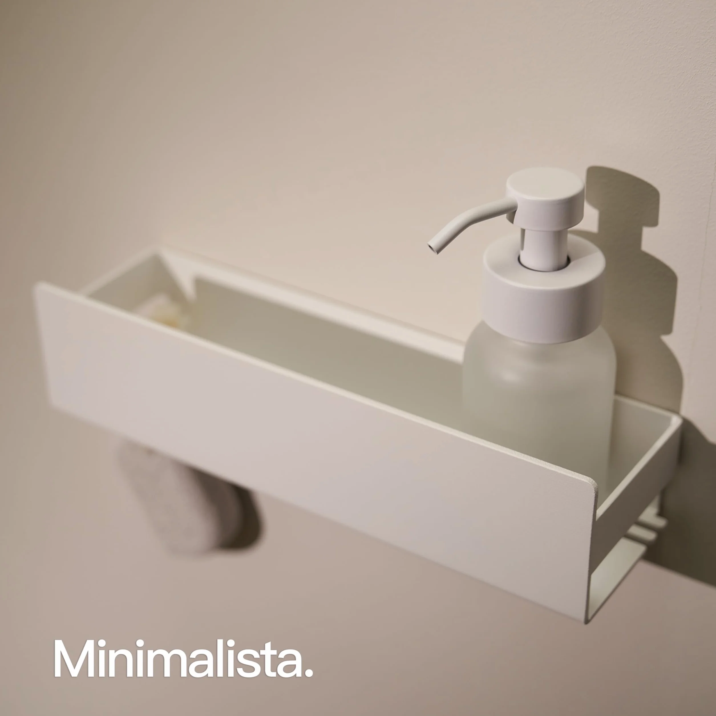 Hamburgo Estantería Ducha sin Taladro 30 cm Blanco Mate con 2 Ganchos