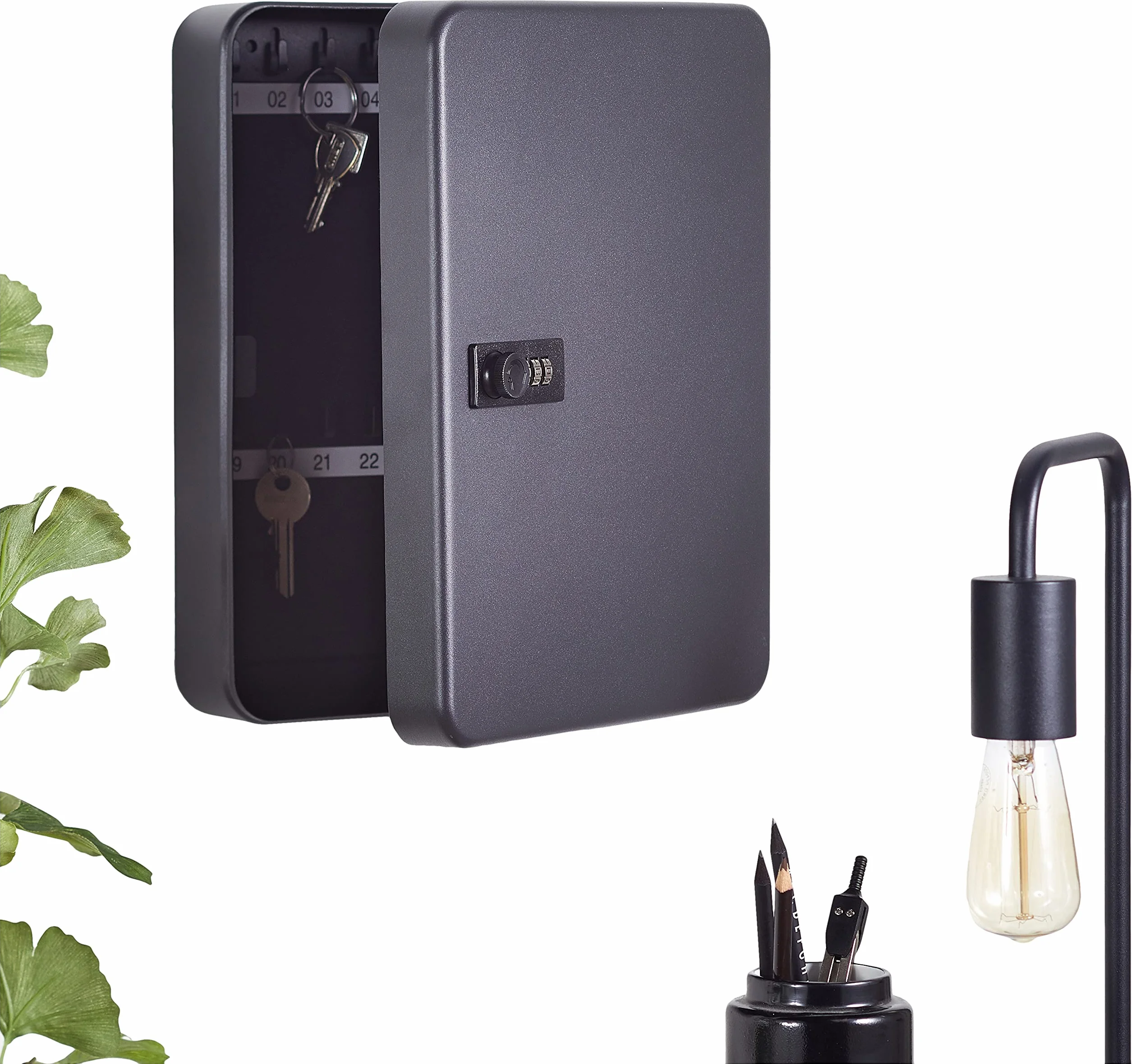 BURG-WÄCHTER KC 36 C Armario para llaves con cerradura de combinación, 36 ganchos, Chapa de acero, Negro mate