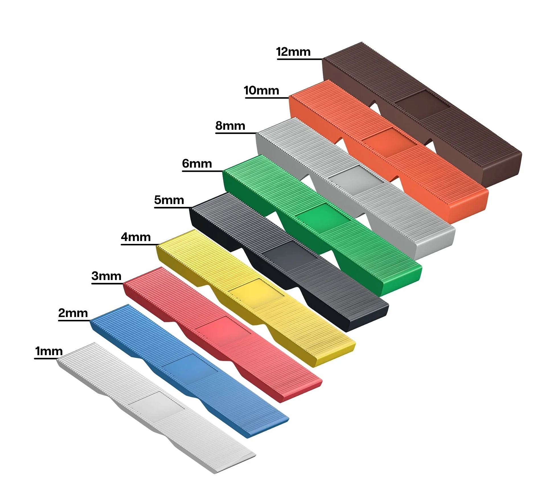 DOJA BARCELONA | Cuñas Acristalamiento 1, 2, 3, 4, 5, 6mm | Cuñas para Cristales Blanco + Azul + Rojo + Amarillo + Negro + Verde | PACK 600 | Cuñas Plastico Espaciar Objetos | Calzos para Cristales