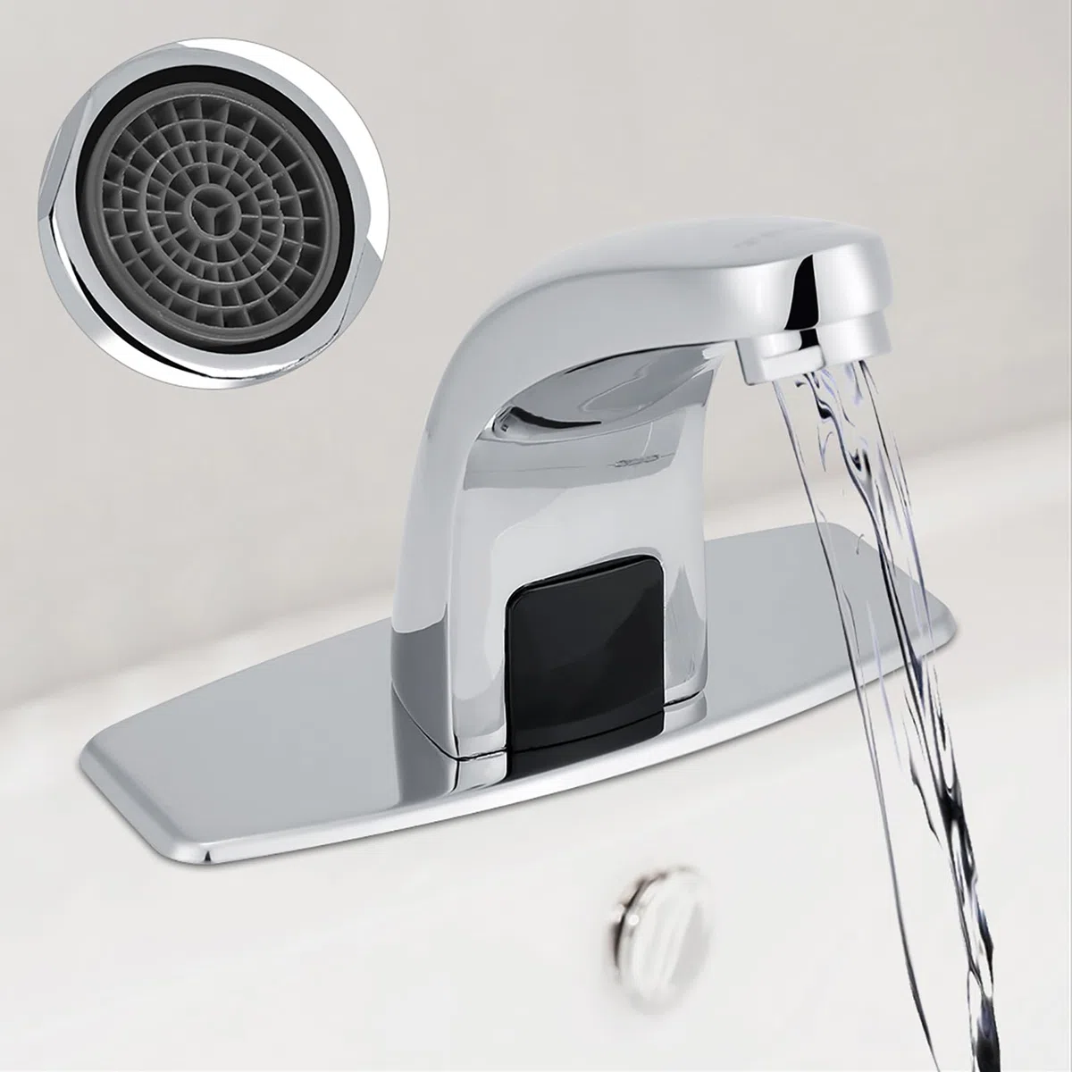 Grifo automático con sensor de infrarrojos, aleación de zinc duradera, latón, acabado cromado, caja de control, ideal para uso doméstico y comercial