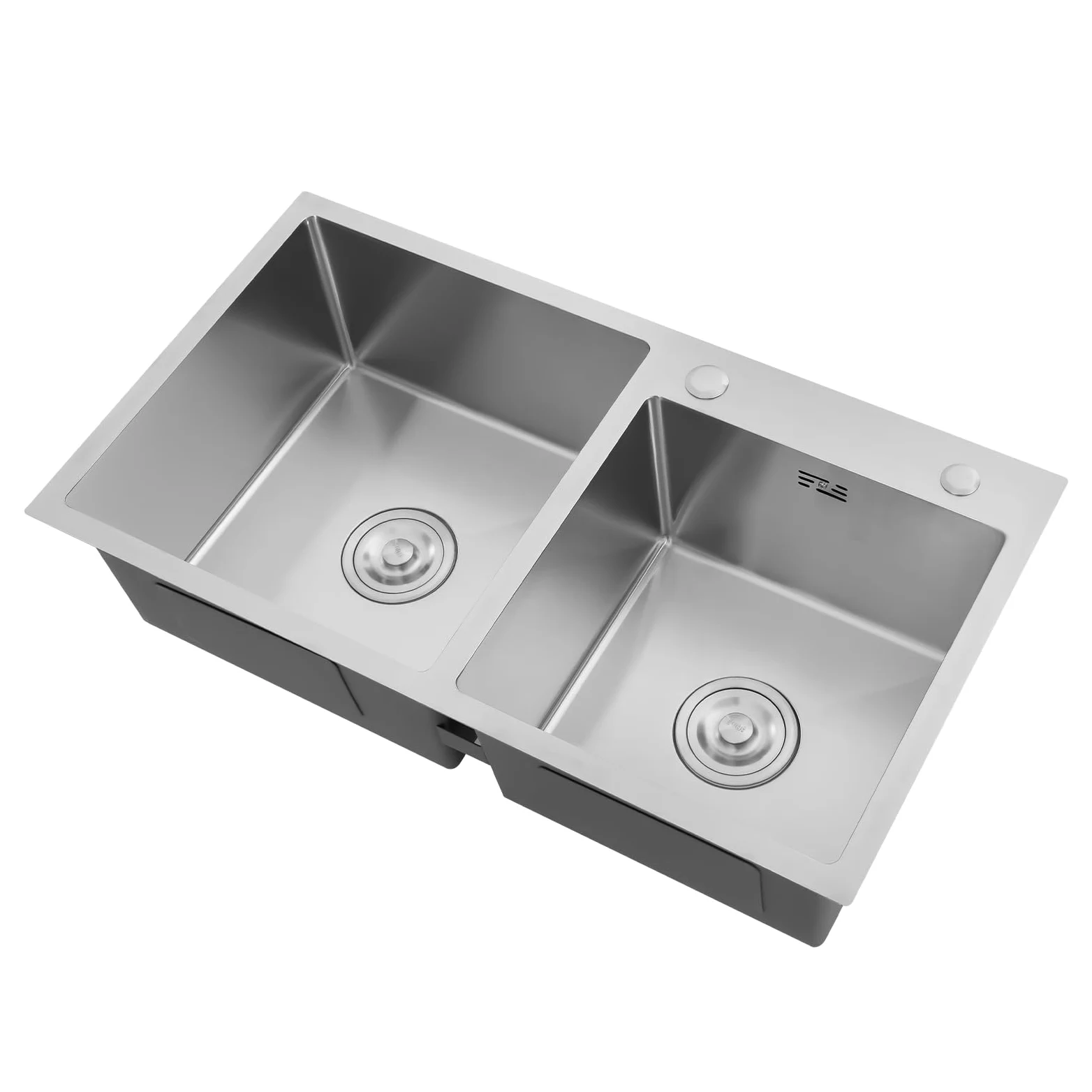 Fregadero Cocina 2 Senos, 78x43cm Fregadero, Plateros de Cocina, Doble Cubeta Rectangular con Escurridor, Aparatos de Lavado Empotrados para El Cuarto de Baño