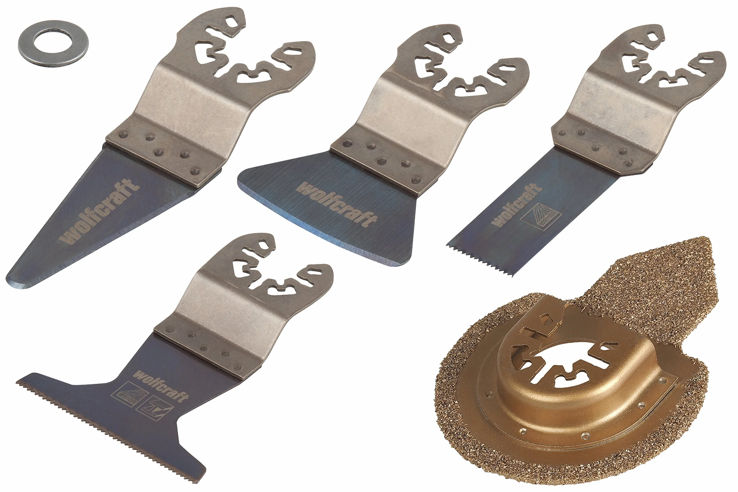 wolfcraft Juego de iniciación de sierra vibratoria para laminado ˮPROˮ 5 piezas, enganche universal I 3962000