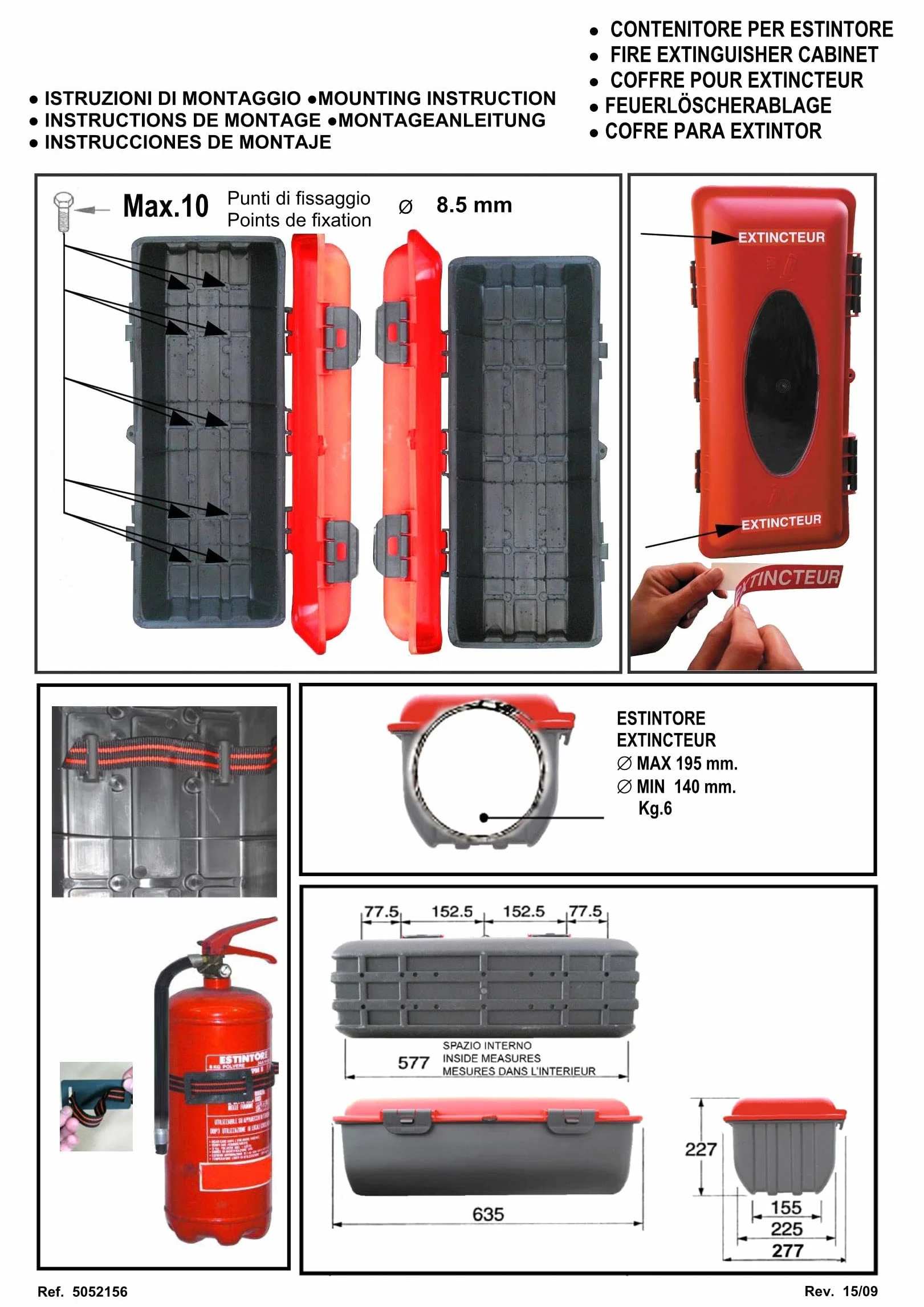 Cofre Porta Extintor 6/9 kg para Camión Remolque