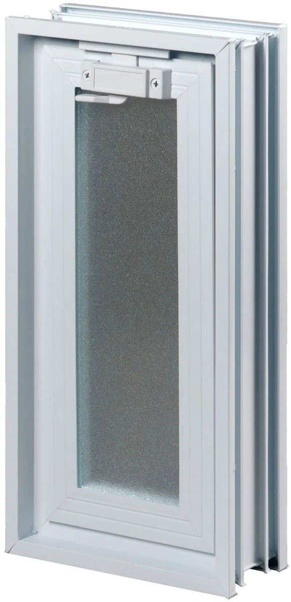 Fuchs Design Ventana de ventilación (189x384x80 mm) Blanca en lugar de 2 bloques de vidrio tamaño 19x19x8 cm - con mosquitera