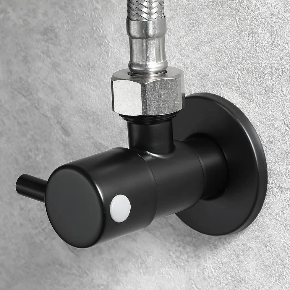 Válvula de ángulo negro 304 Acero inoxidable Válvula de de agua a prueba de fugas Agua fría y caliente General Accesorios de baño