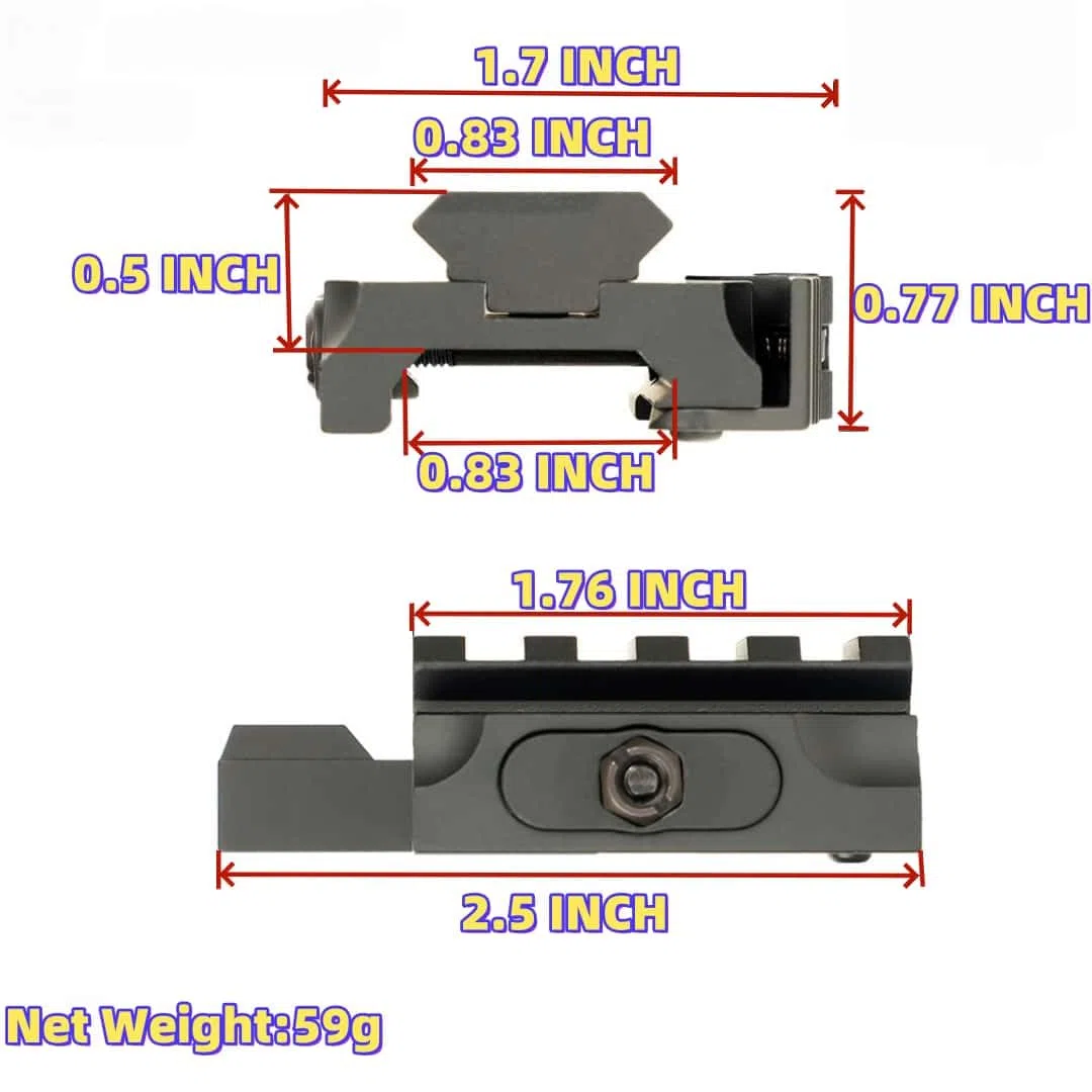 QD Release Quick Riser Scope Mount Altura de Aumento del Adaptador de riel P/W Base de Abrazadera de riel
